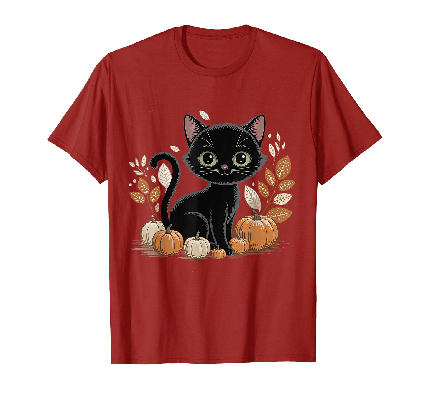 Retro Black Cat Halloween Pumpkin Costume for Women Men Kids T-Shirt