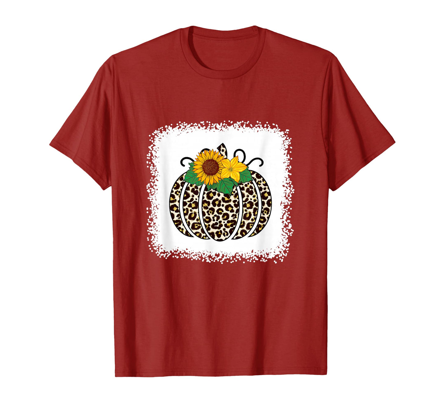 Halloween Pumpkin Bleached Leopard Print for Women Teen Girl T-Shirt