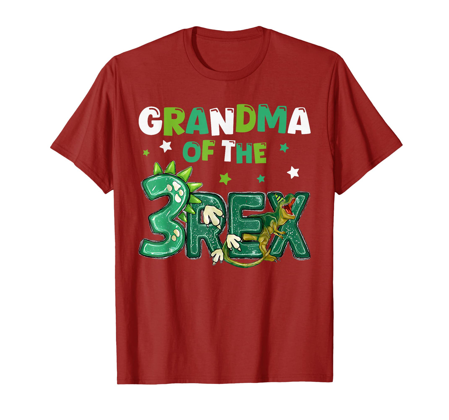 Grandma of the Three Rex Birthday Dinosaur Family Matching T-Shirt