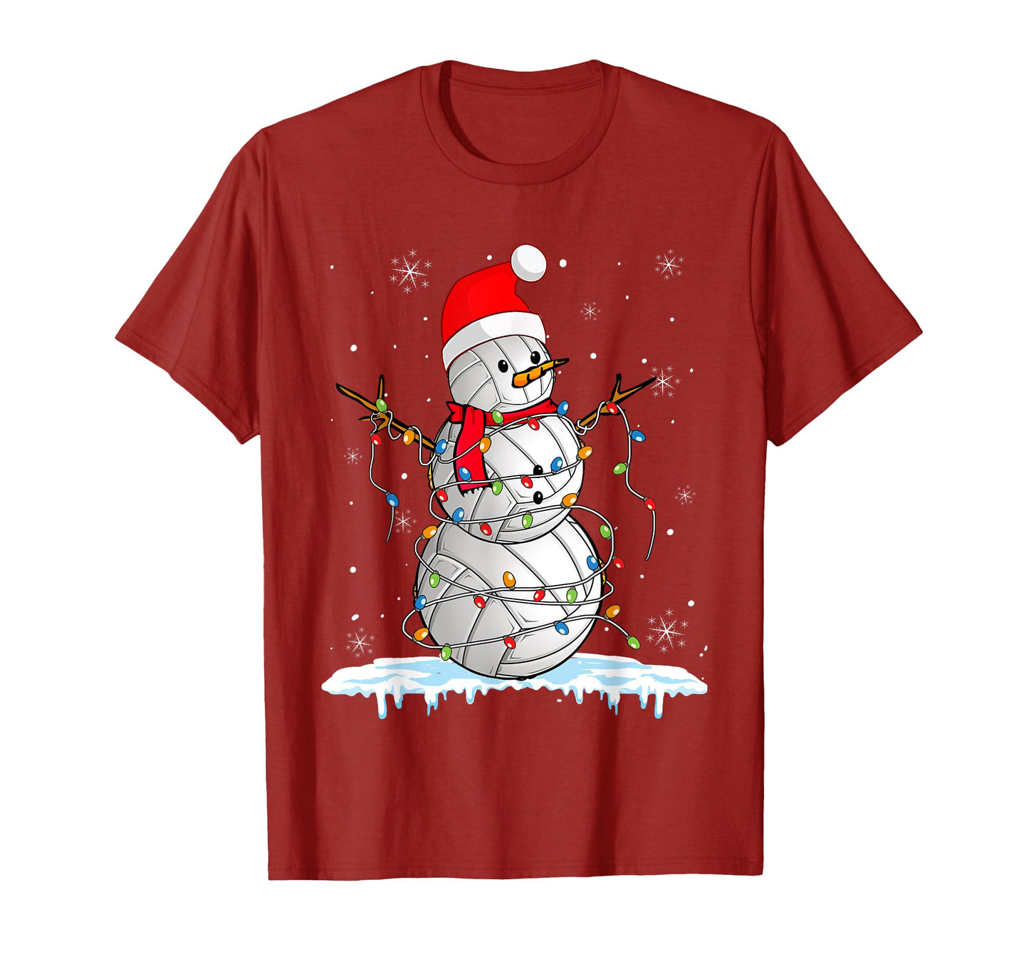 Snowmies Santa Lights Christmas Snowman Volleyball Pajamas T-Shirt