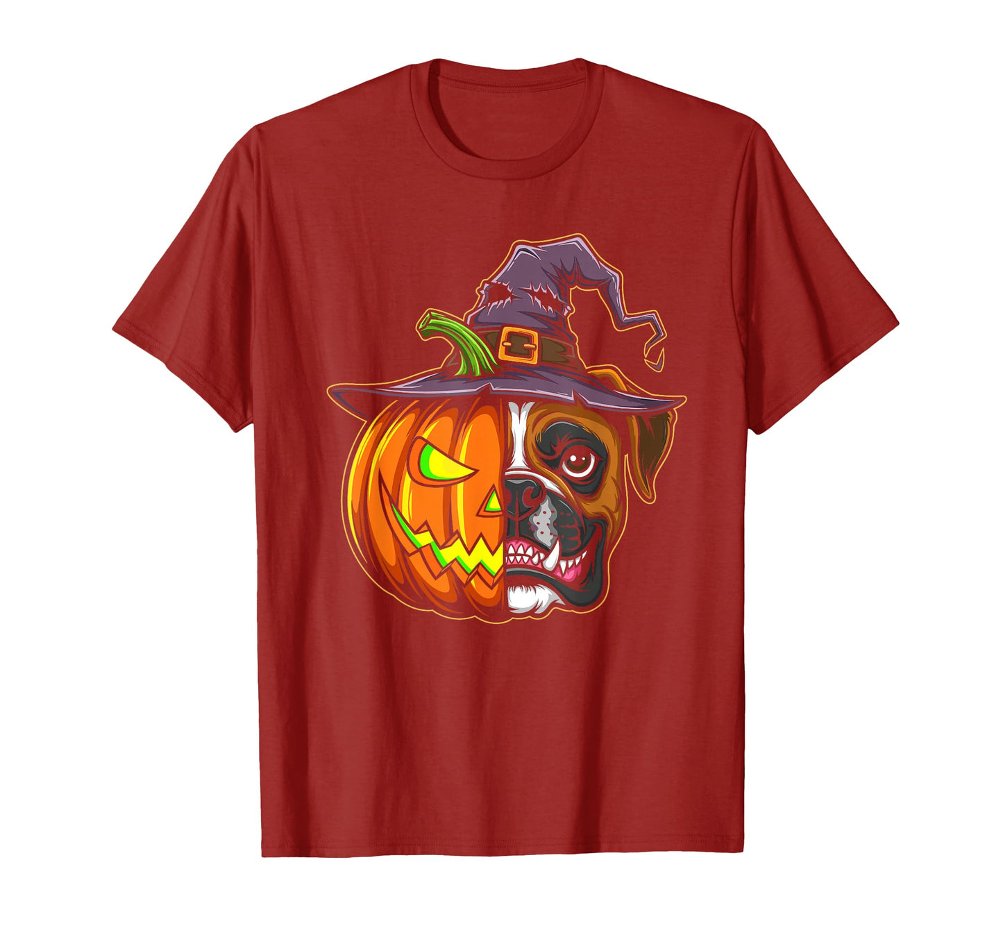 Boxer Dog Pumpkin Jack O Lantern Halloween Kids Mens Womens T-Shirt