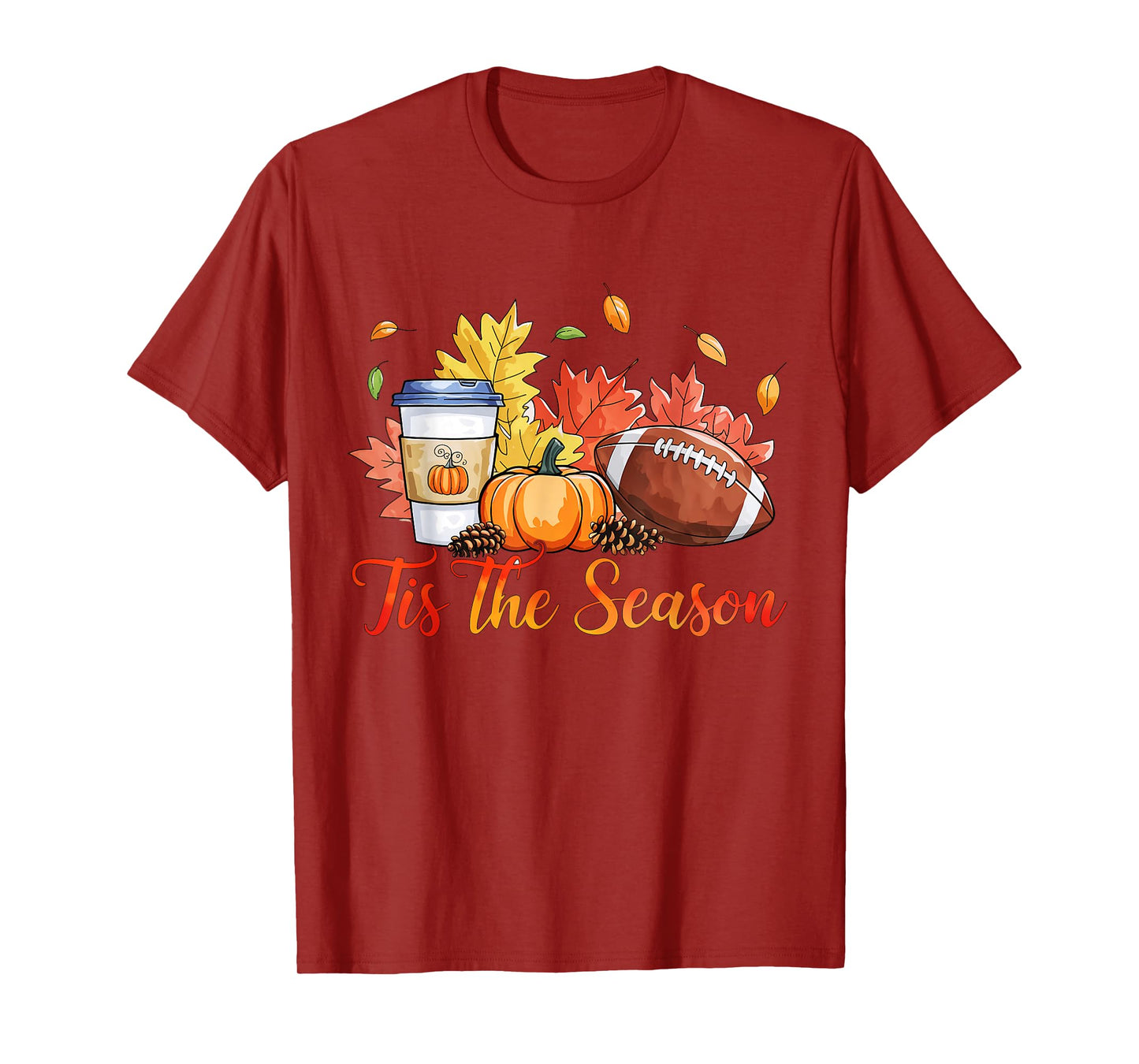 Tis The Season Football Fall Season Football Pumpkin Spice T-Shirt