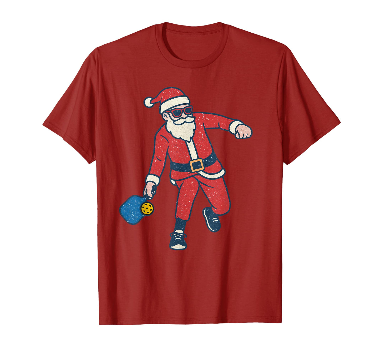 Santa Playing Pickleball Christmas Vintage Funny Xmas T-Shirt