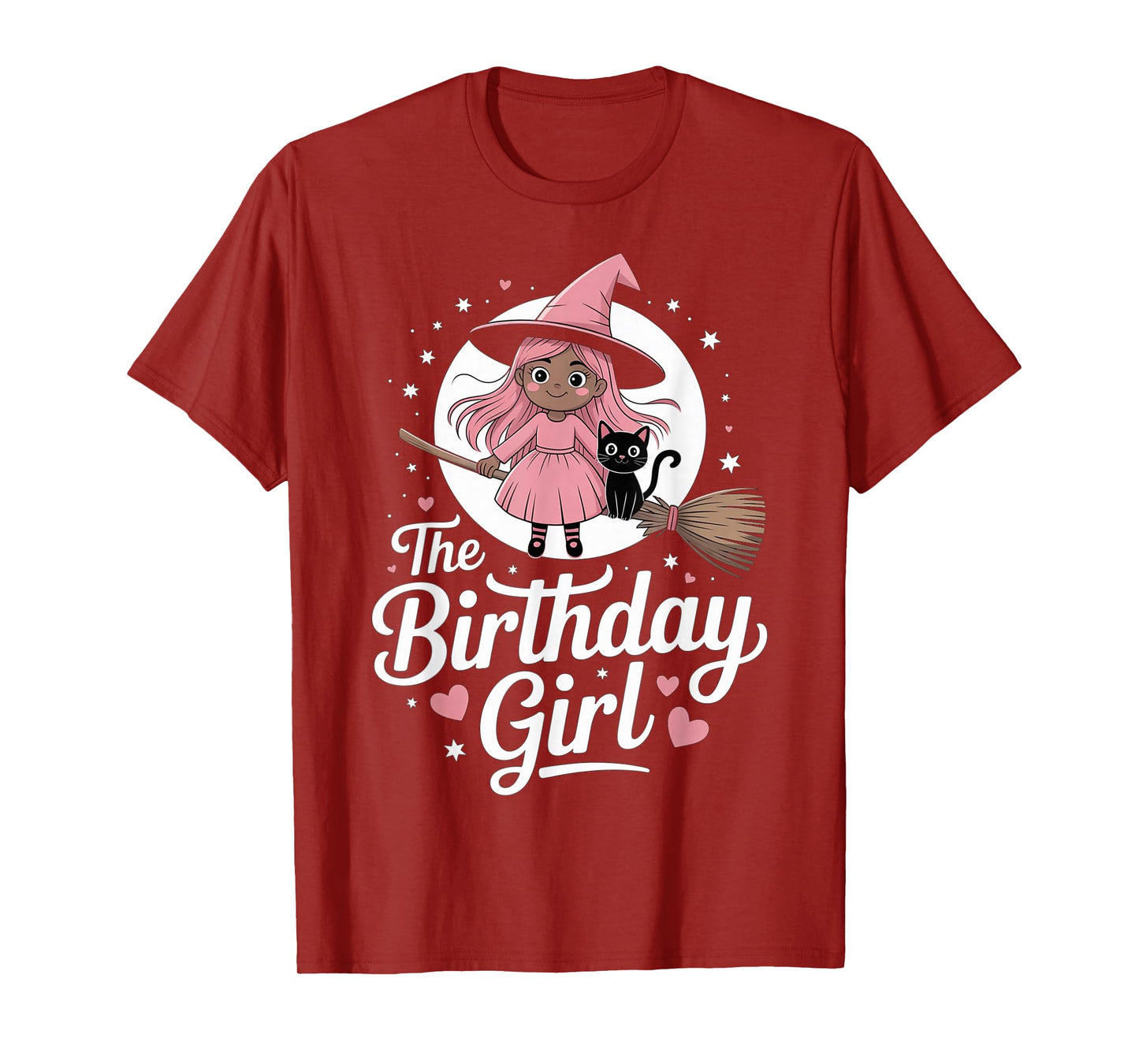 Pink Halloween Birthday Girl Black Witch Melanin October Cat T-Shirt