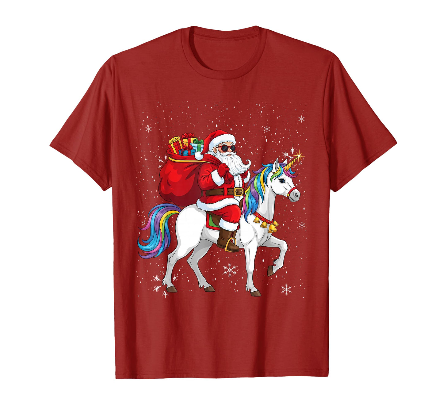 Santa Unicorn Christmas Holiday Xmas Girls Kids Women T-Shirt