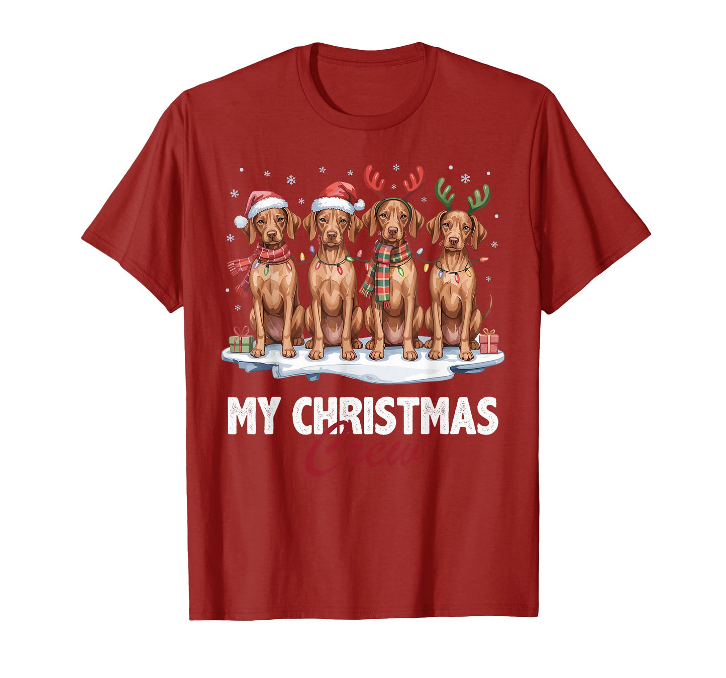 Vizsla Christmas Crew Funny Dog Lovers Holiday Pajama T-Shirt