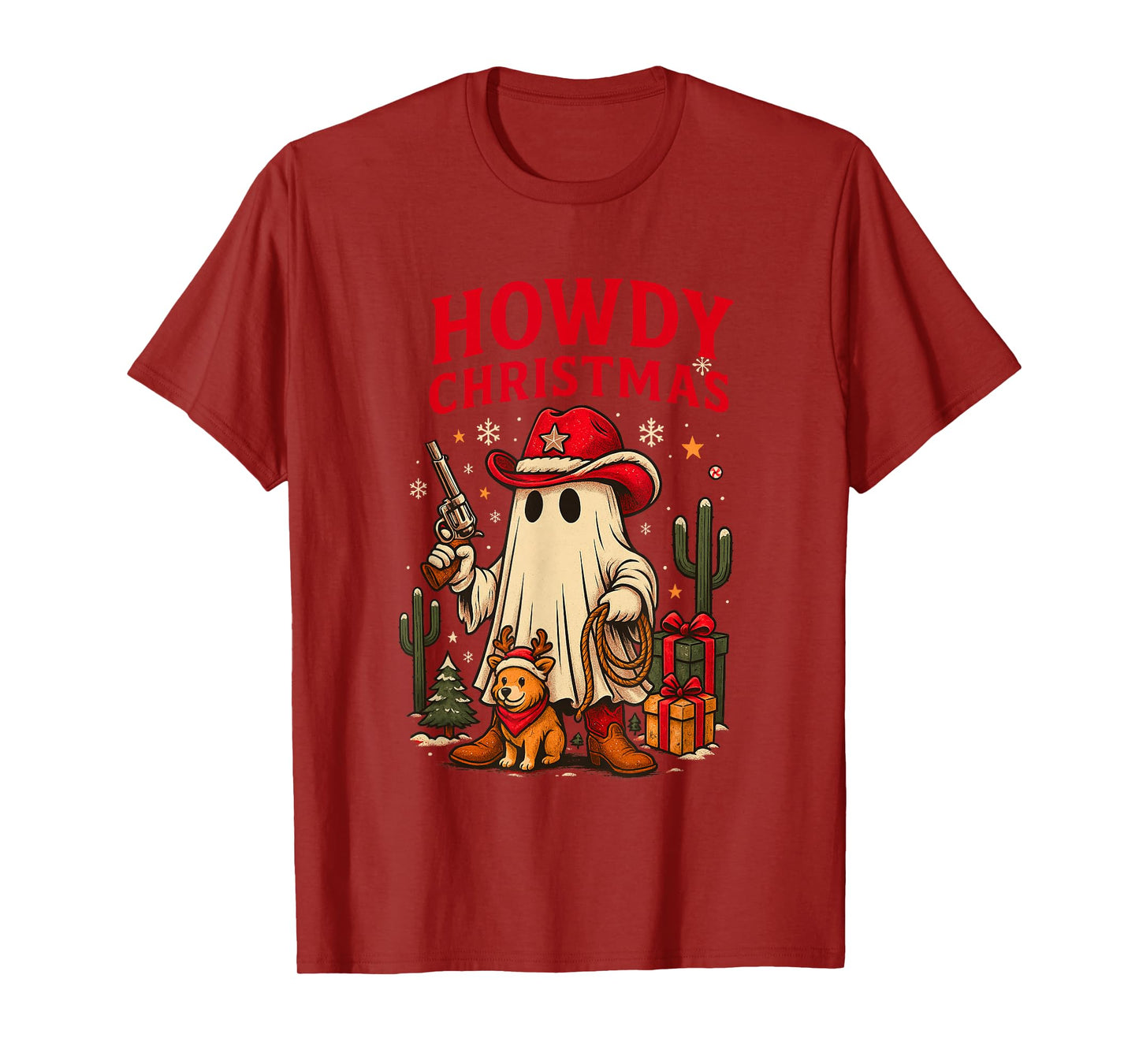 Howdy Christmas Cowboy Ghost Western Santa T-Shirt