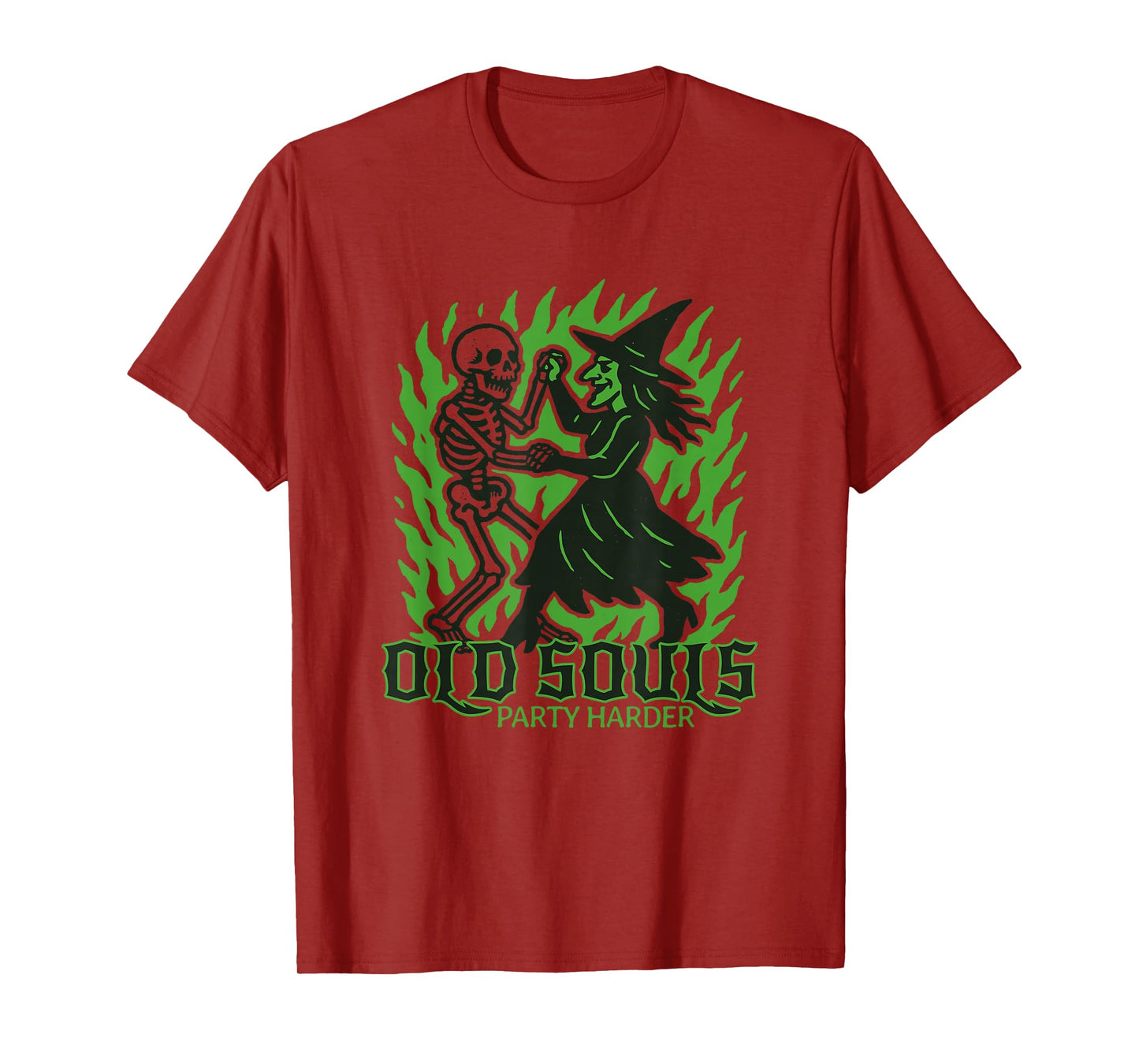 Old Souls Party Harder - Halloween Skeleton Witch Dance T-Shirt