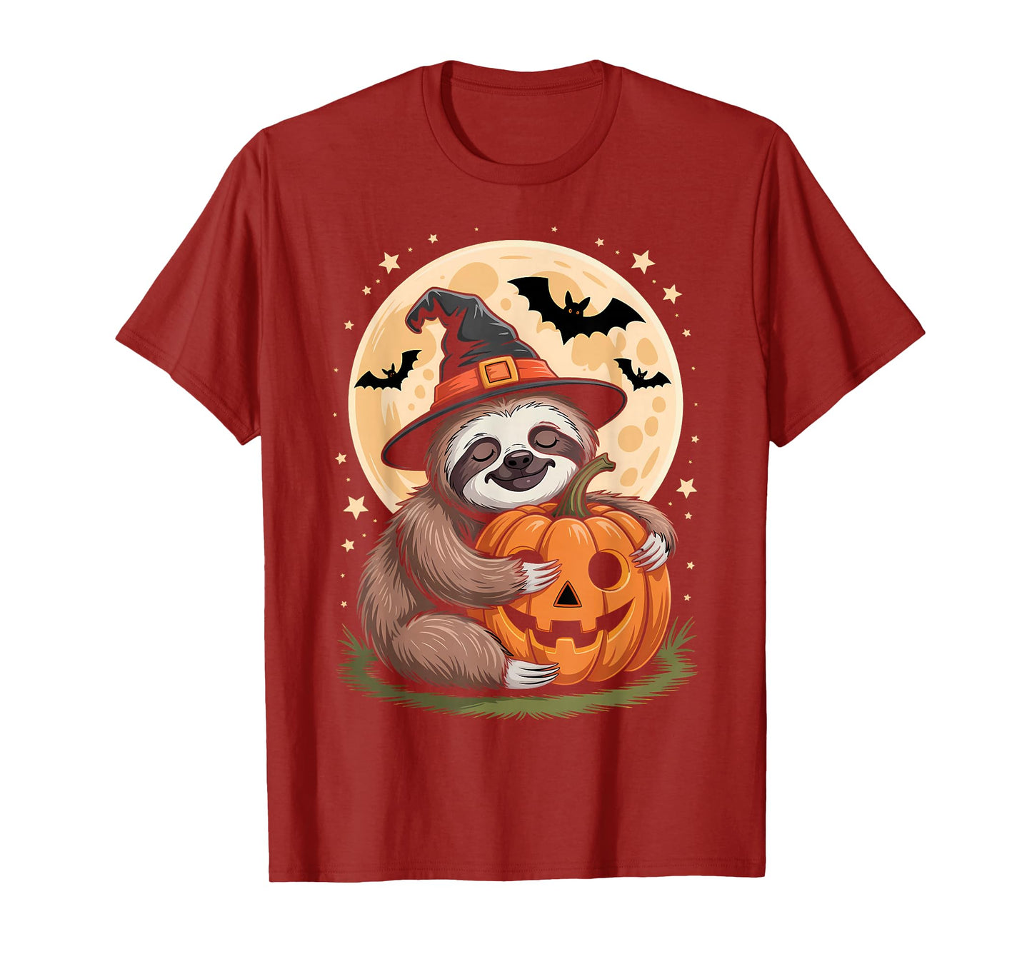 Halloween Sloth Witch Hat Pumpkin Spooky T-Shirt