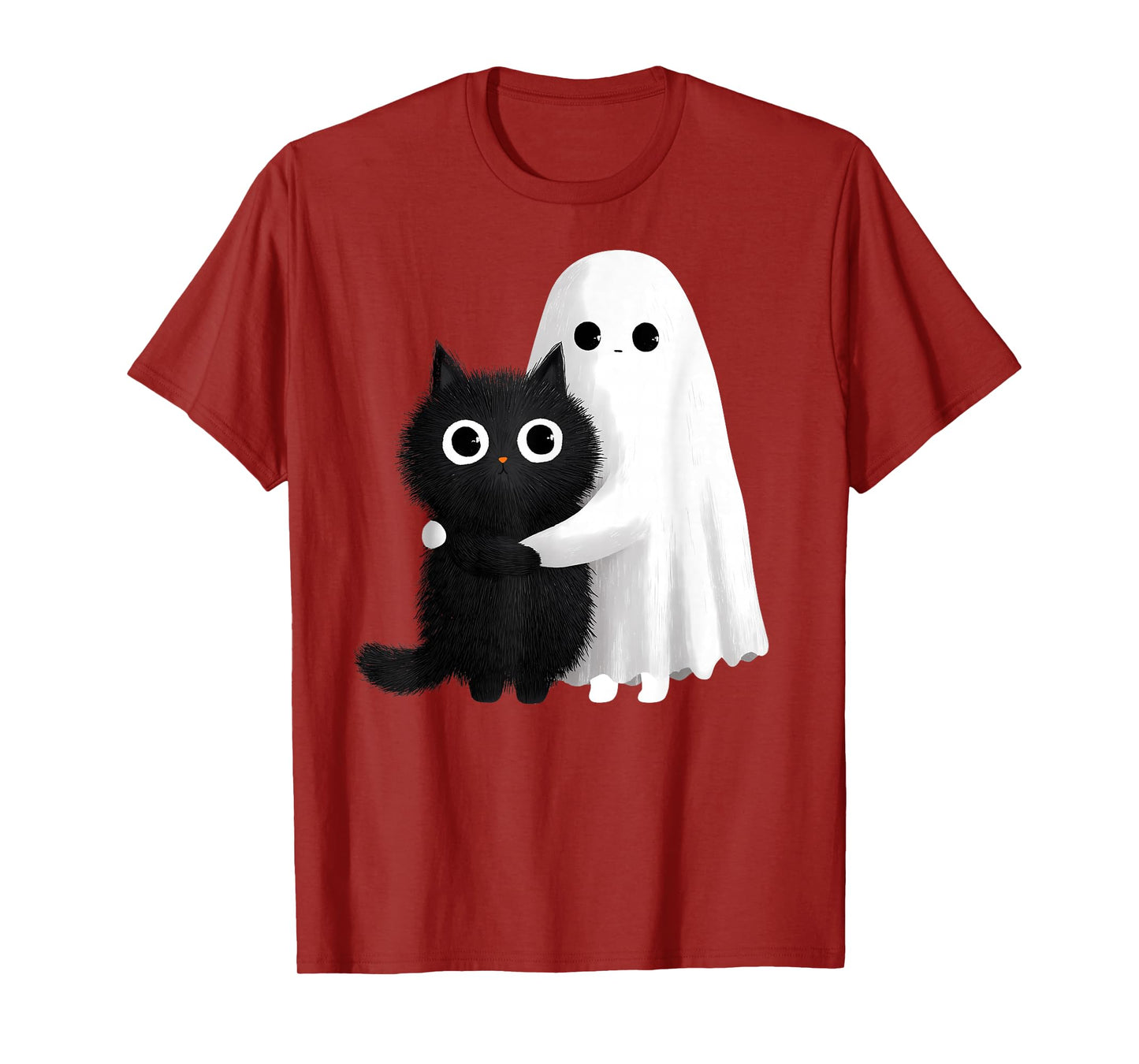 Spooky Boo Ghost Hugging Black Cat Halloween Cats Mom Dad T-Shirt