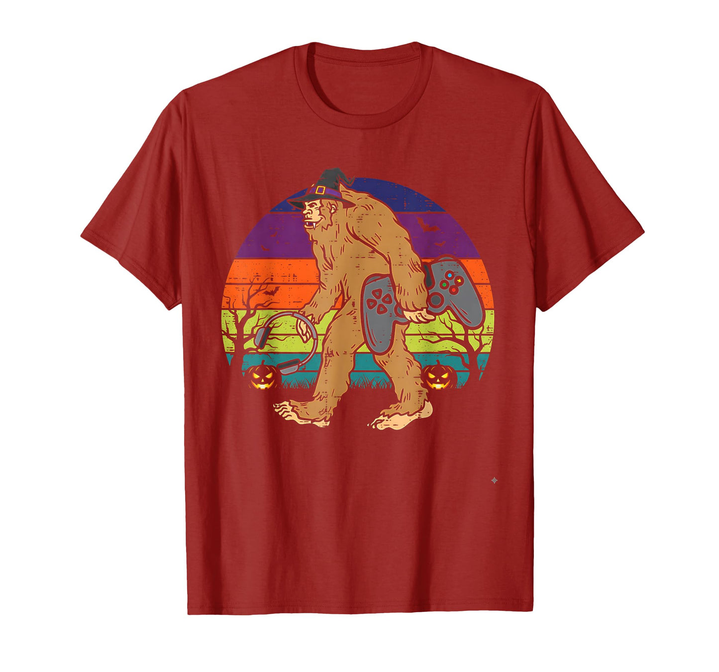 Vintage Bigfoot Gamer Halloween Retro Sasquatch Gaming Mummy T-Shirt
