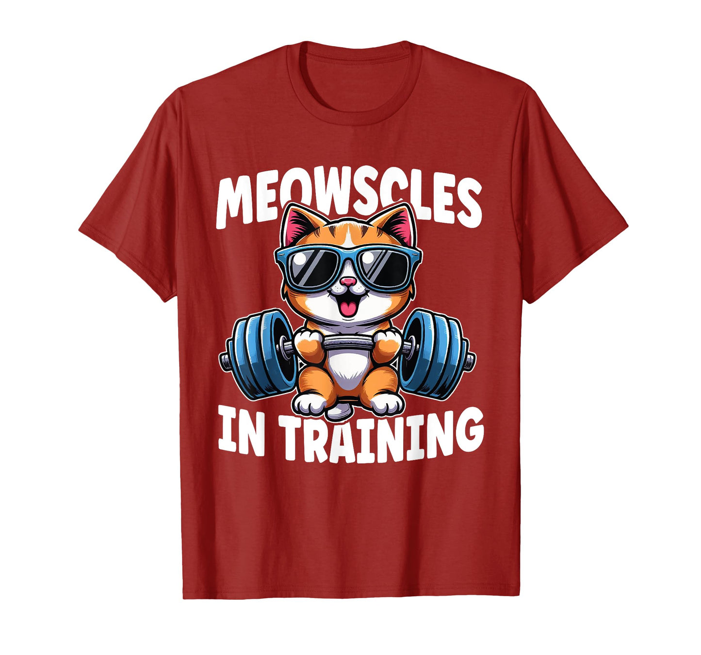 Kitty Workout Meowscles In Training Funny Gym Workout Cat T-Shirt