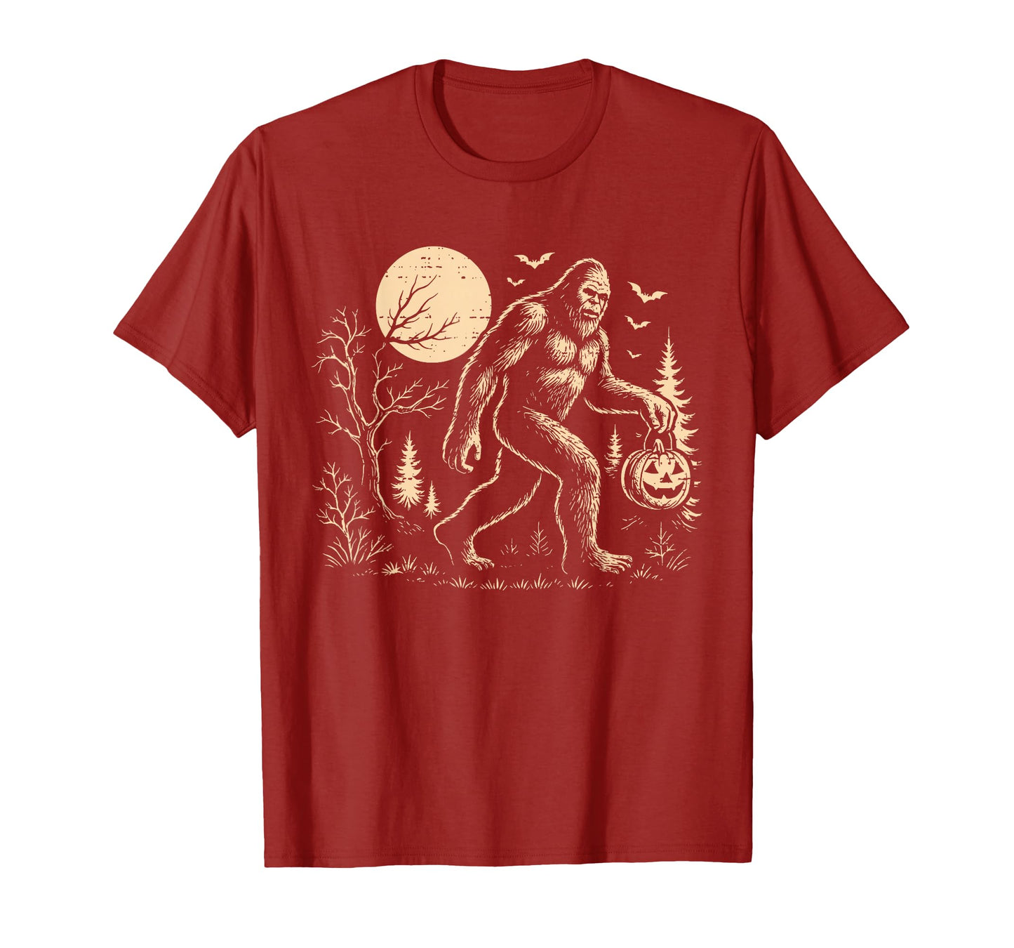Funny Bigfoot Pumskin Spooky Sasquatch Halloween Men Women T-Shirt
