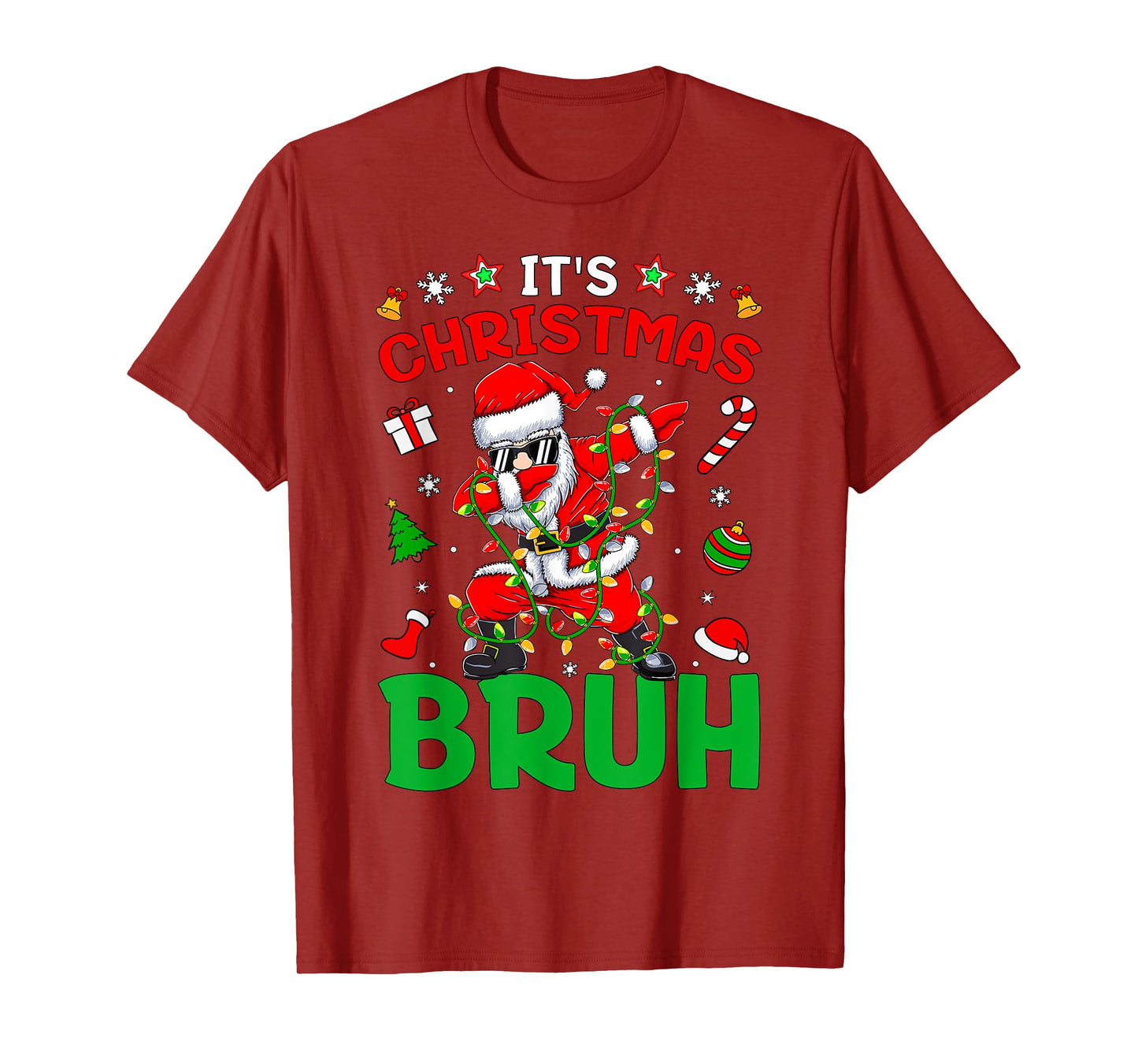 Bruh Christmas Boys Kids Santa Claus Dabbing Funny Xmas T-Shirt