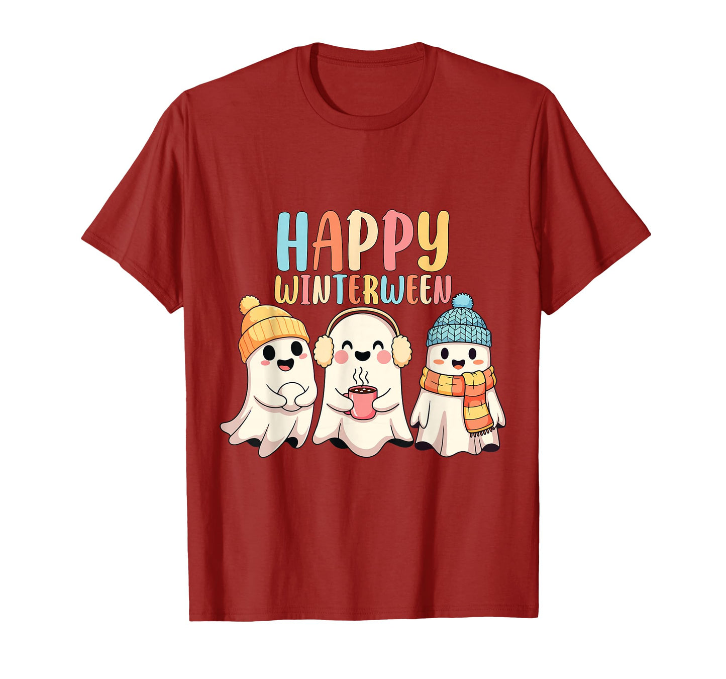 Happy Winterween Cute Ghosts Winter Halloween Christmas T-Shirt