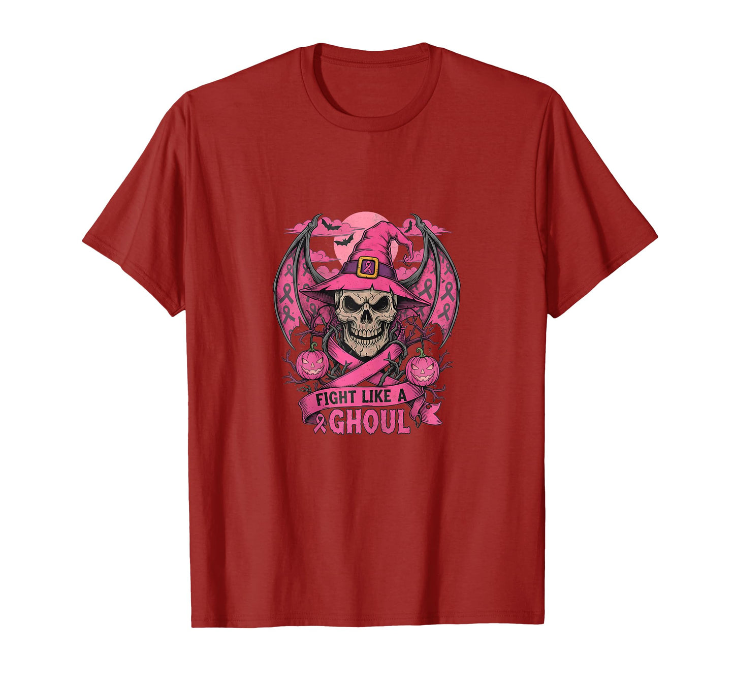 Funny Cute Halloween Fall Women's Pink Skeleton Graphic T-Shirt