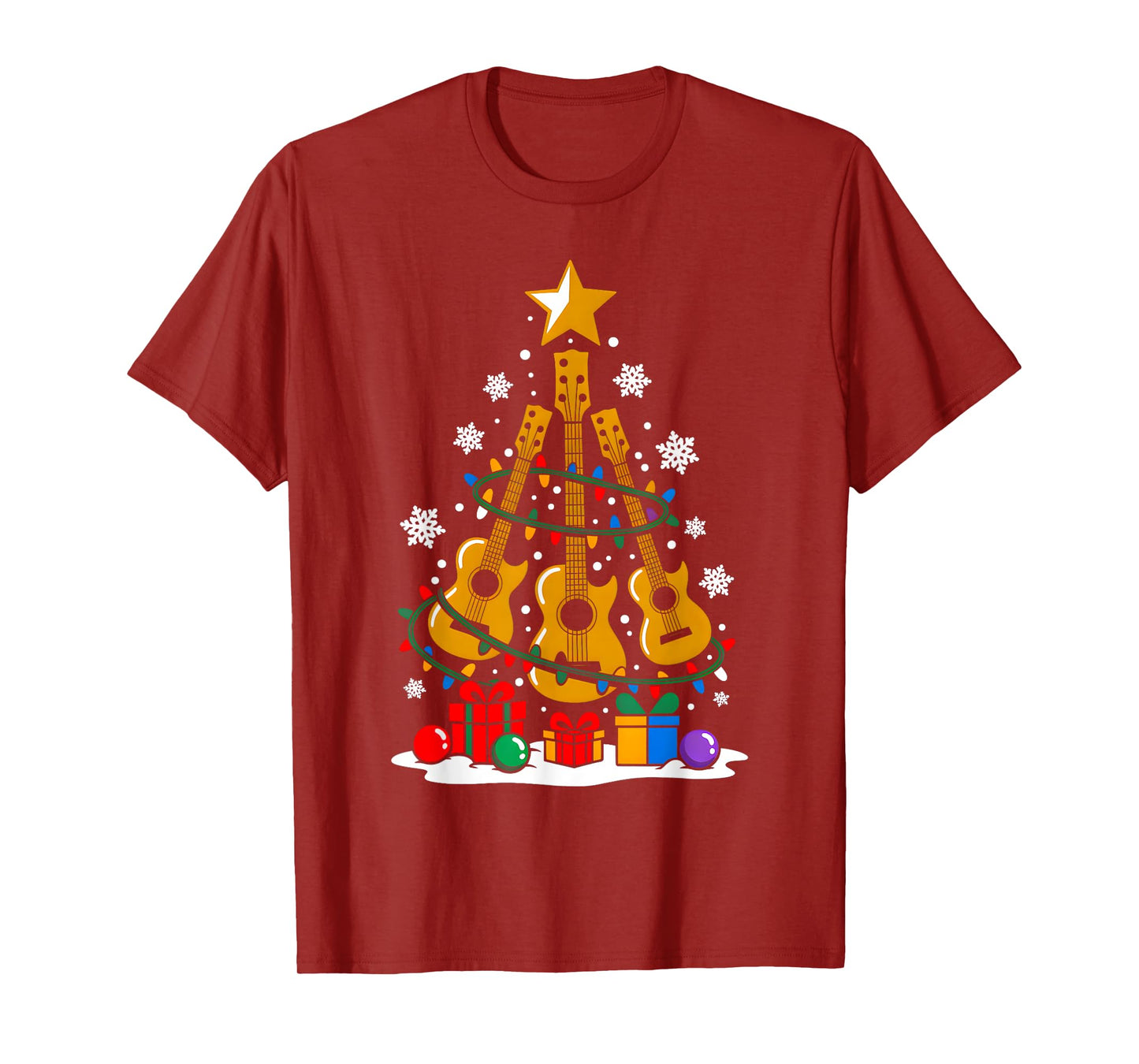 Christmas Guitar Classic Player Xmas Tree Music Lover Santa T-Shirt