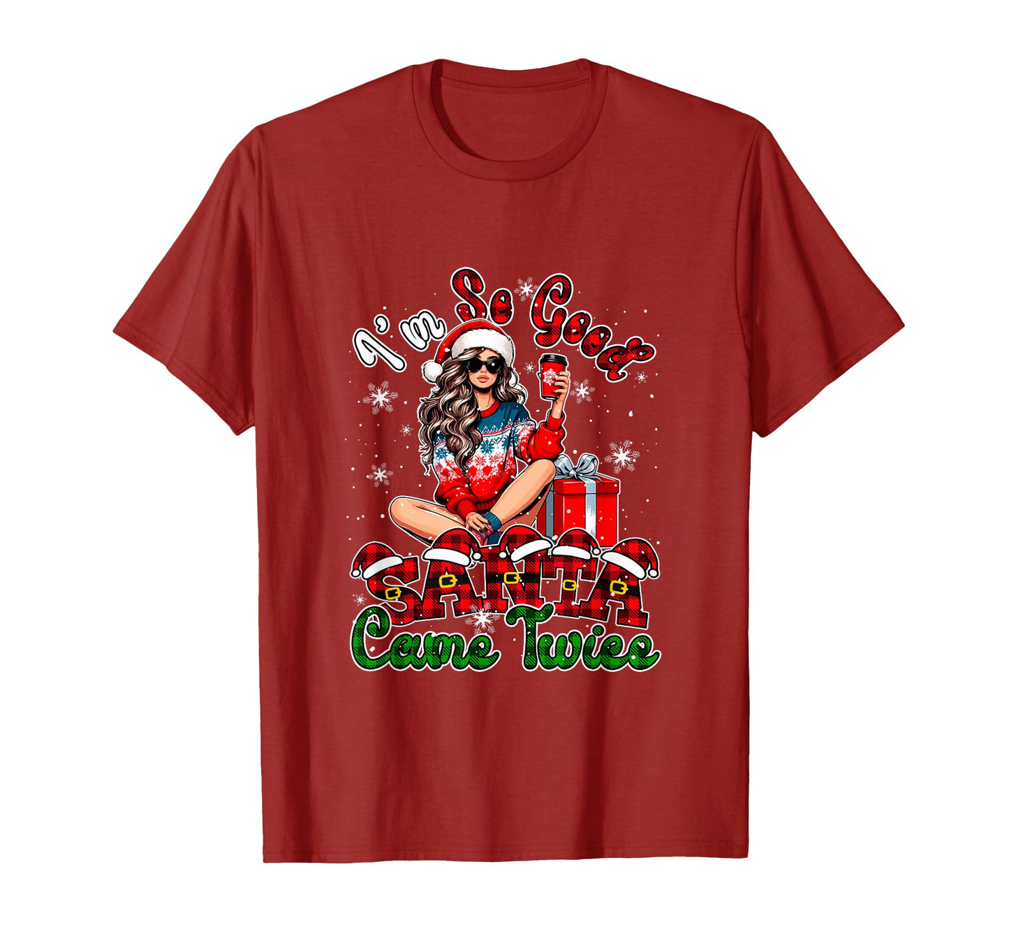 Funny Joke Santa Came Xmas Santa Women Girl Drinking Coffee T-Shirt