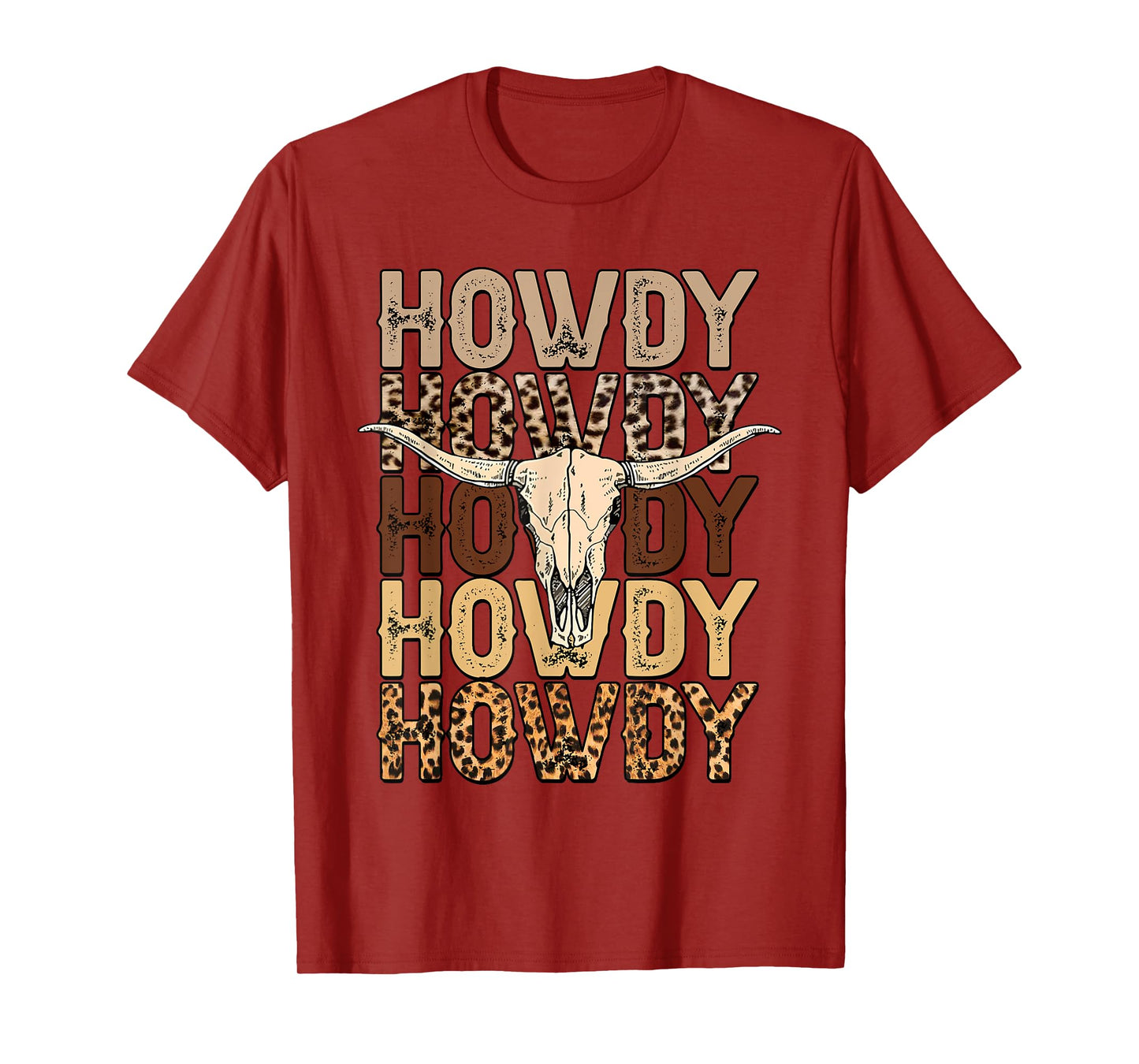 Leopard Howdy Country Music Western Cow Skull Cowboy T-Shirt