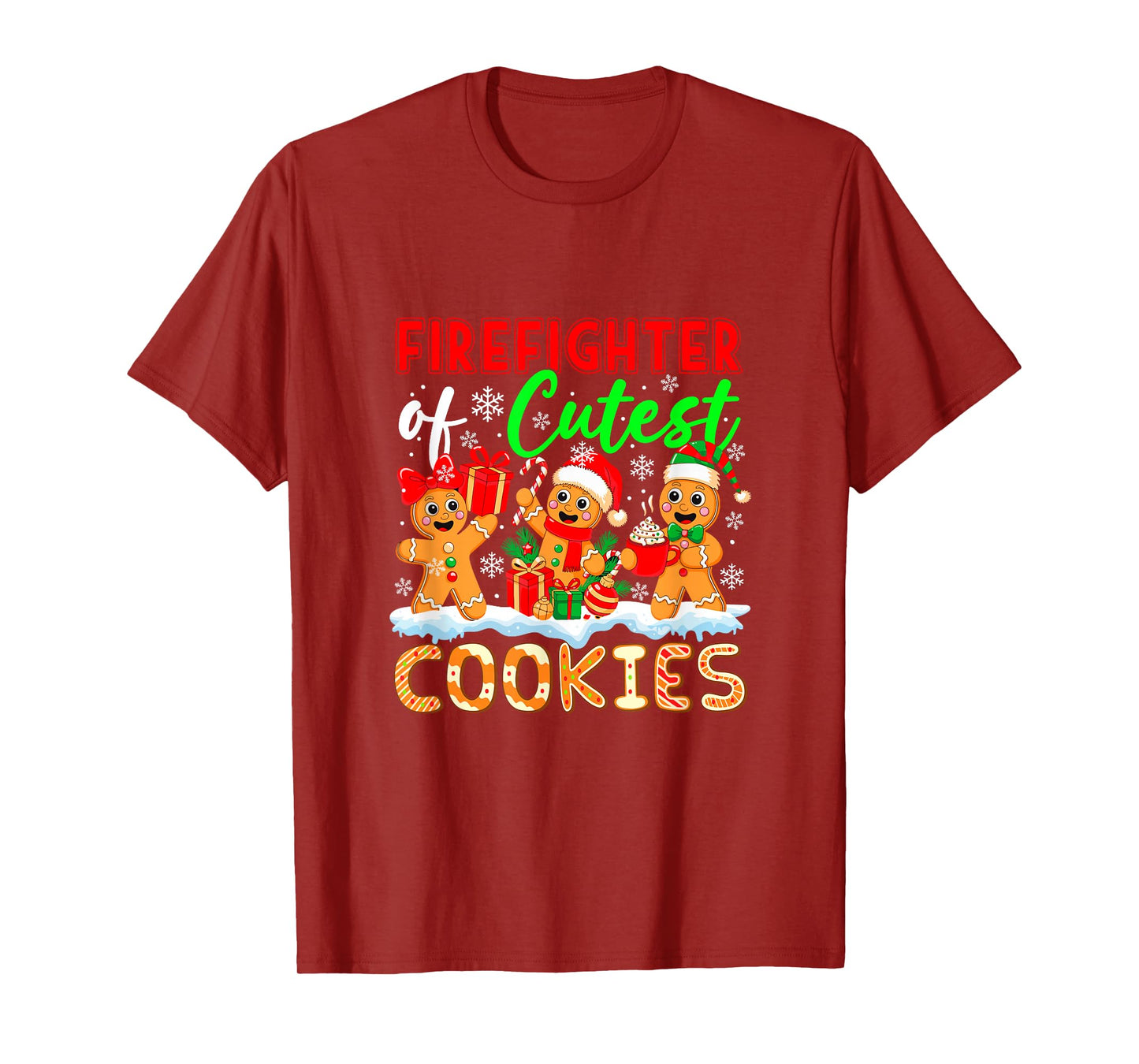 Firefighter of Cutest Cookies Gingerbreads Xmas Job Team T-Shirt