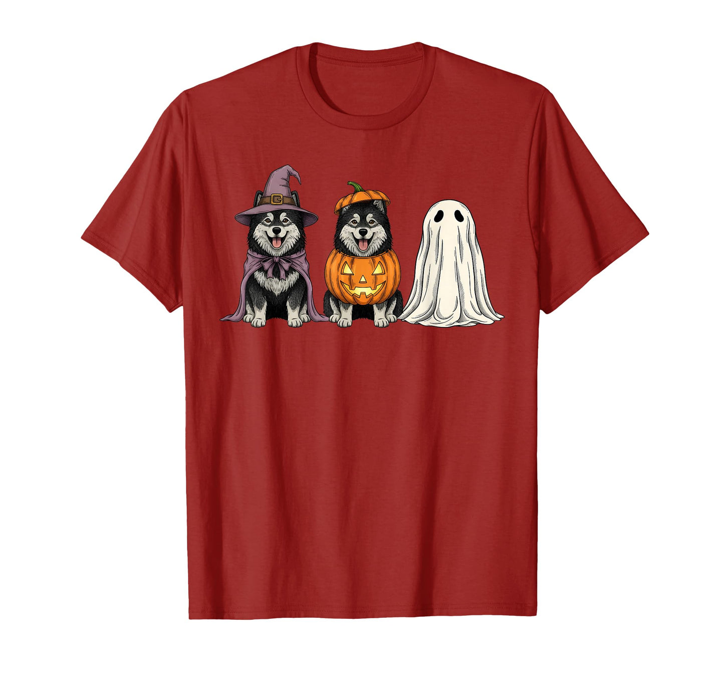 Spooky Ghost Keeshond Pumpkin Halloween Dog Lover T-Shirt