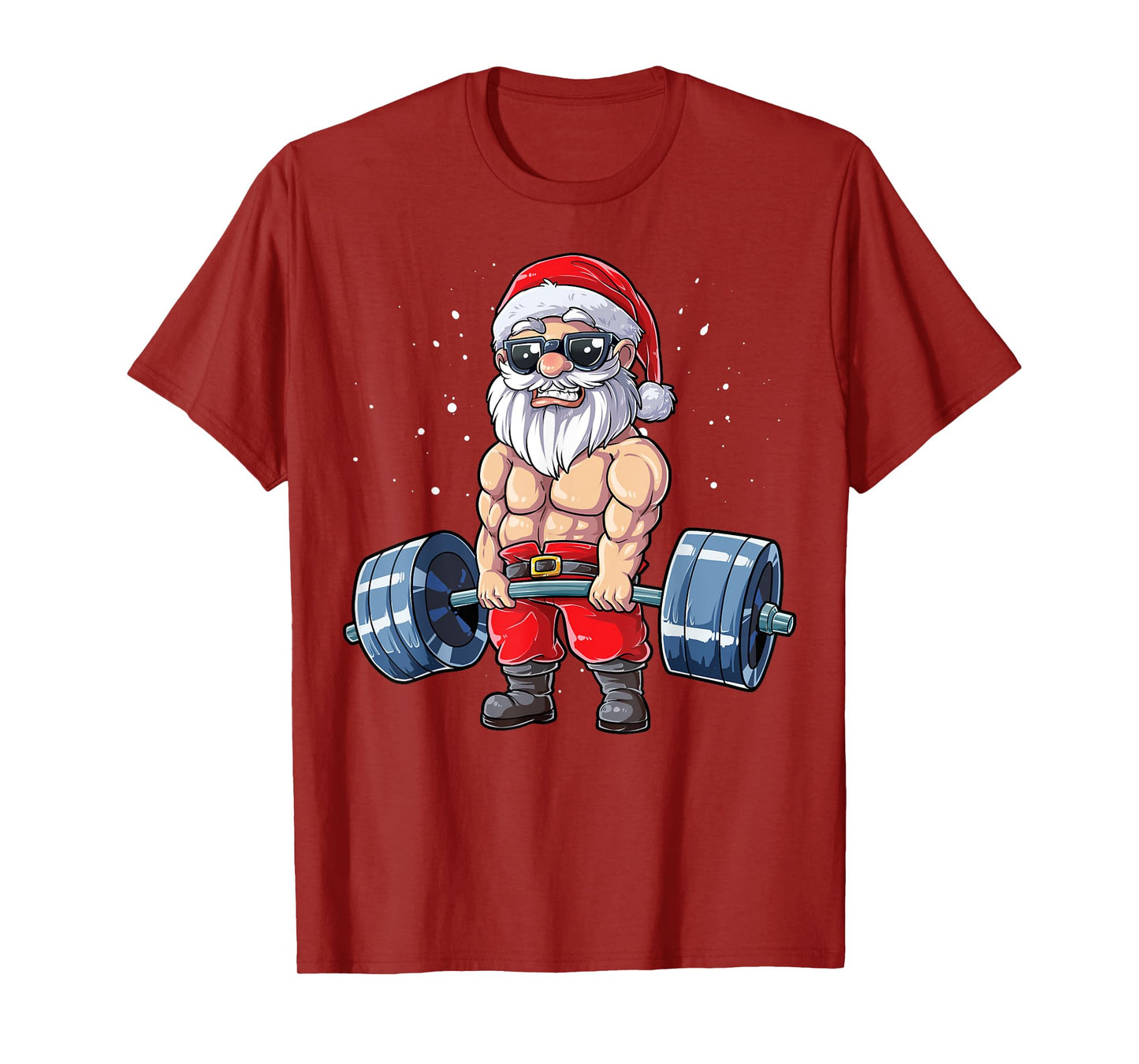 Santa Weightlifting Christmas Fitness Gym Deadlift Xmas Men T-Shirt