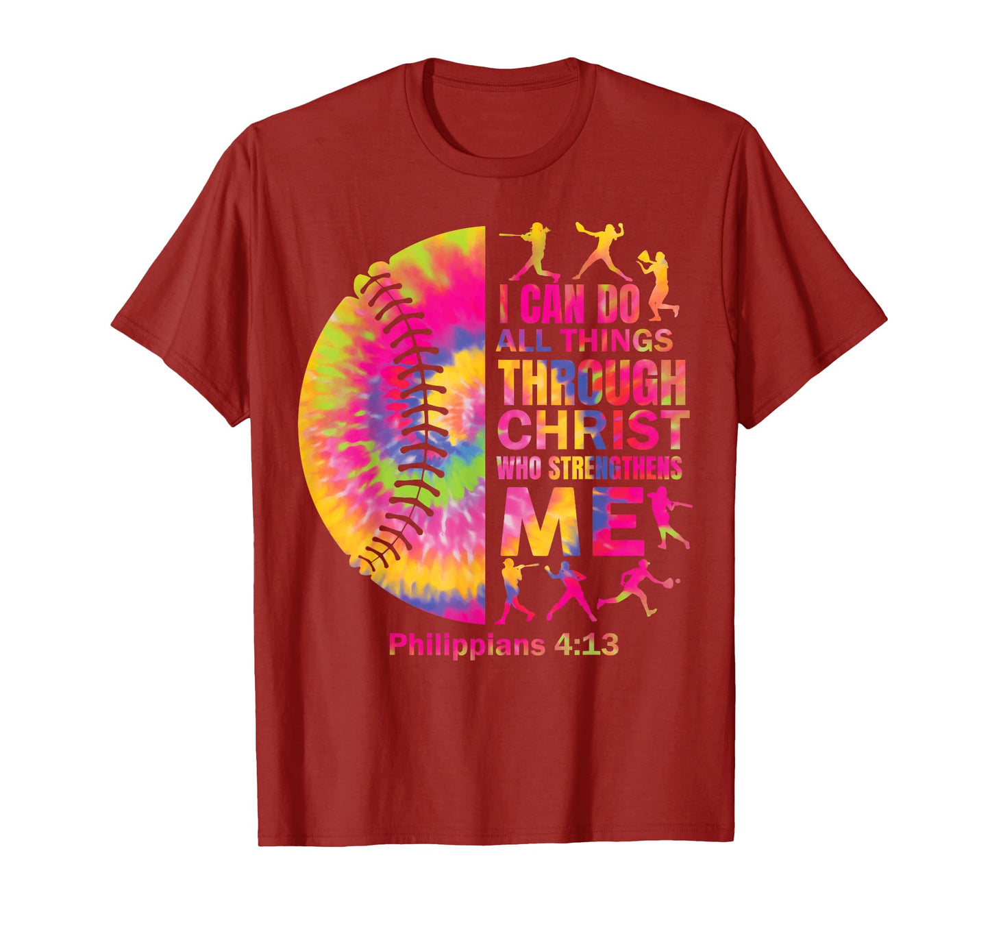 Women Christian Christ Softball t Shirt Teen Girls Tie Dye T-Shirt