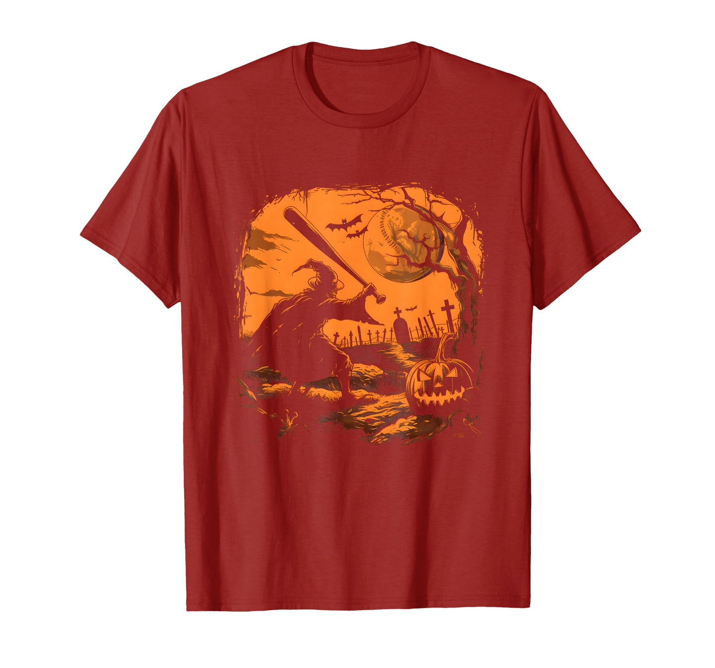 Witch Baseball Halloween Scene T-Shirt