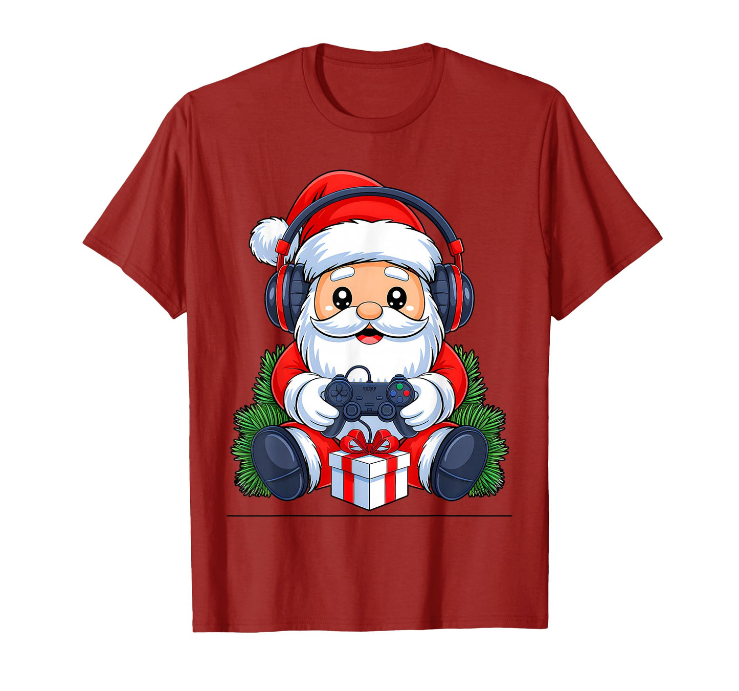 Funny Christmas Gamer Santa Xmas Vibes Gaming Men Boys Kids T-Shirt