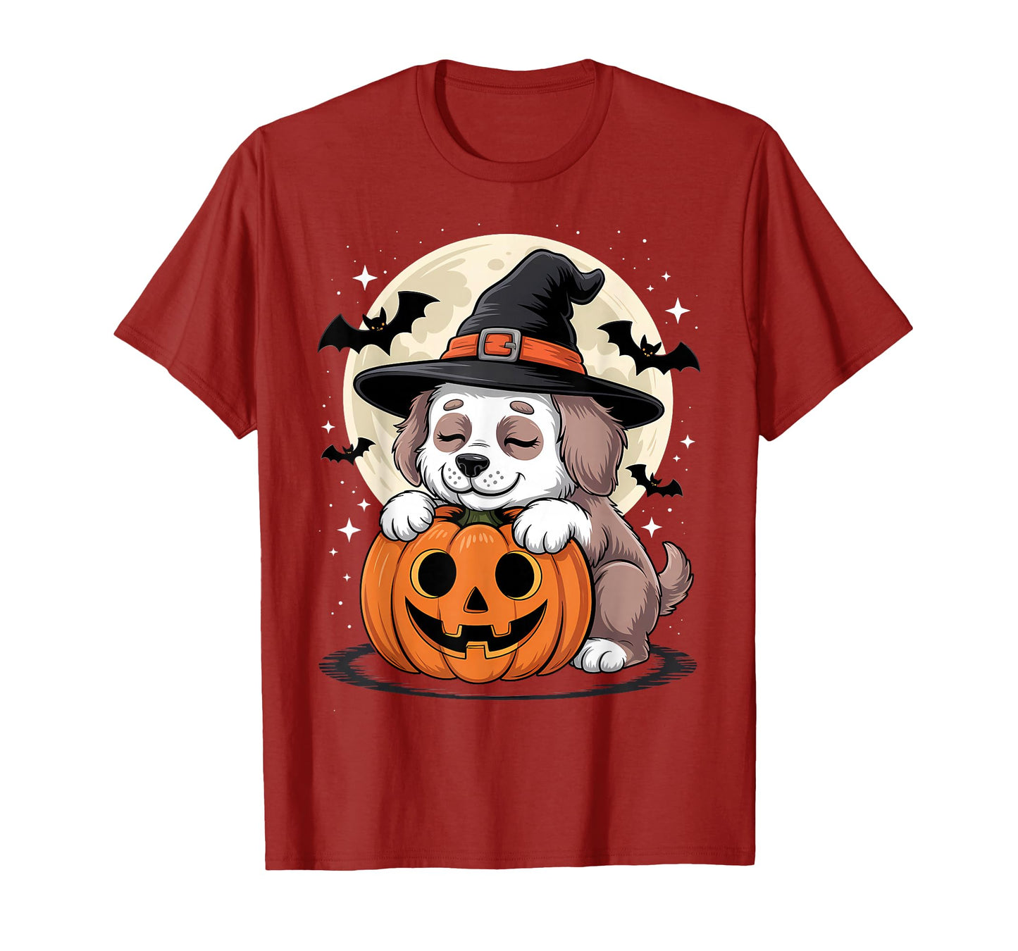 Halloween Dog Witch Hat Pumpkin Spooky T-Shirt