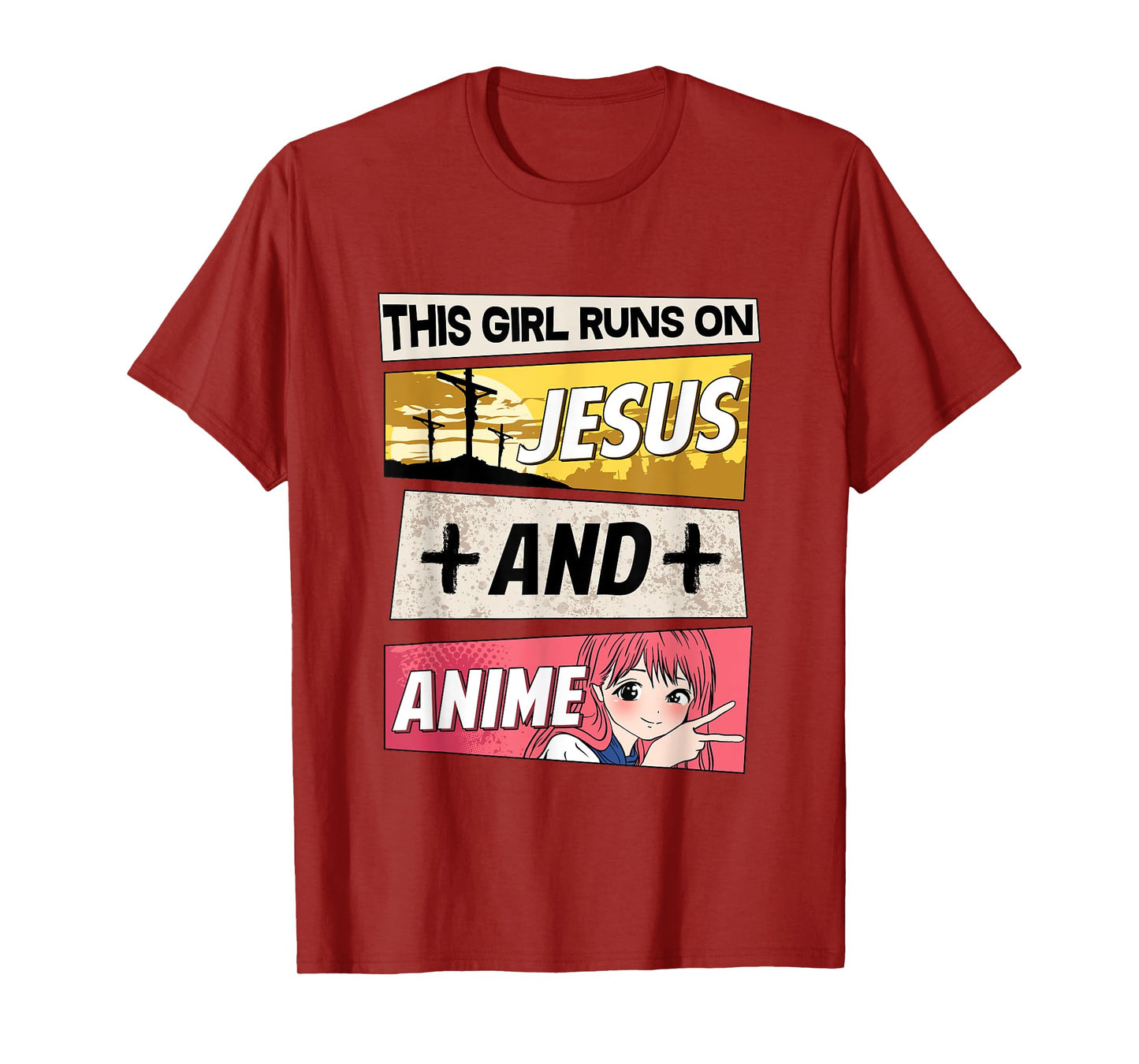 This Girl Runs On Jesus And Anime I Kawaii Otaku T-Shirt