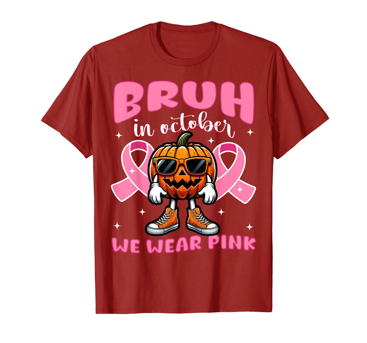 Breast Cancer Awareness For Girls Boys Kid Halloween Pumpkin T-Shirt