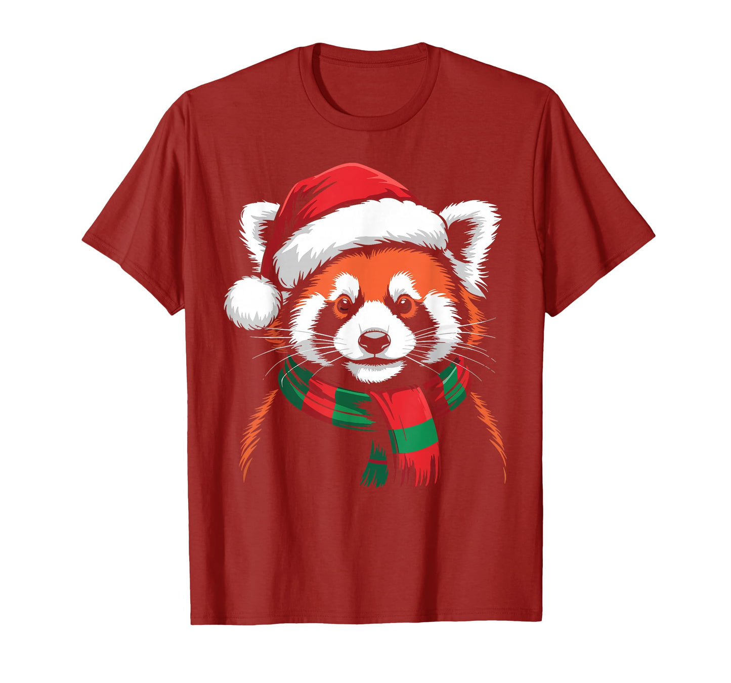 Red Panda Xmas Santa Hat Scarf Christmas Costume T-Shirt