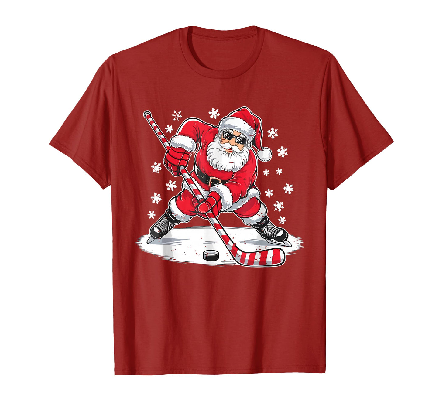 Funny Santa Claus Ice Hockey Christmas Holiday Cute Xmas T-Shirt