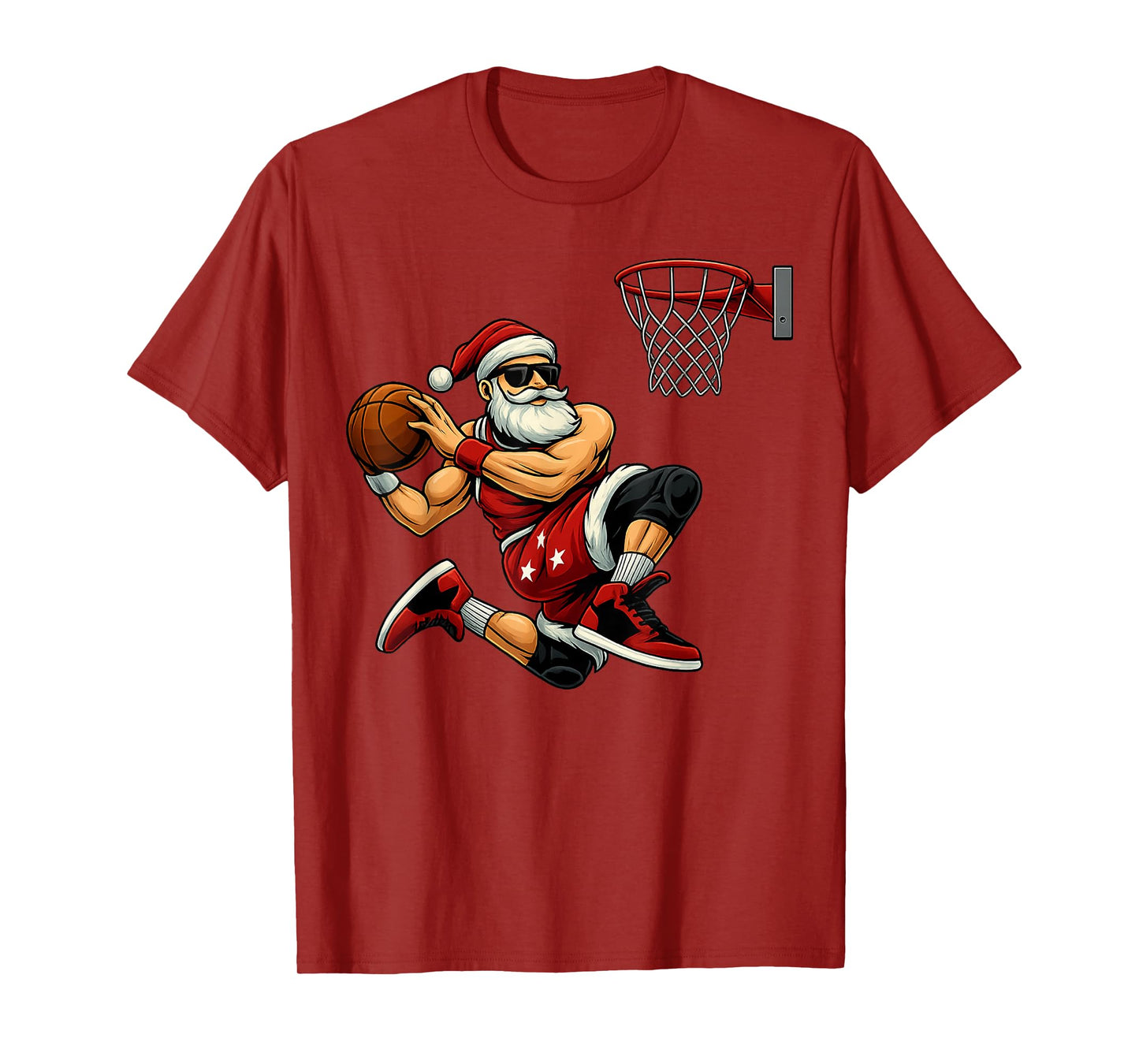 Santa Claus Playing Basketball Christmas Tees Men Boys Gifts T-Shirt