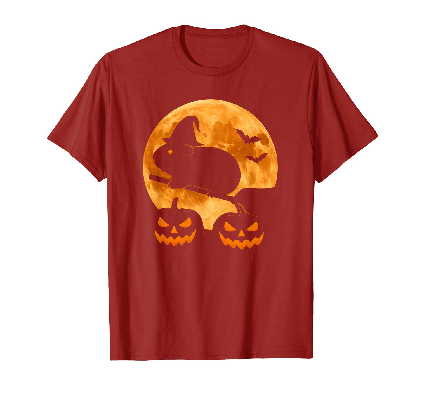 Halloween Guinea Pig Witch Cute Moonlit Broom Ride T-Shirt