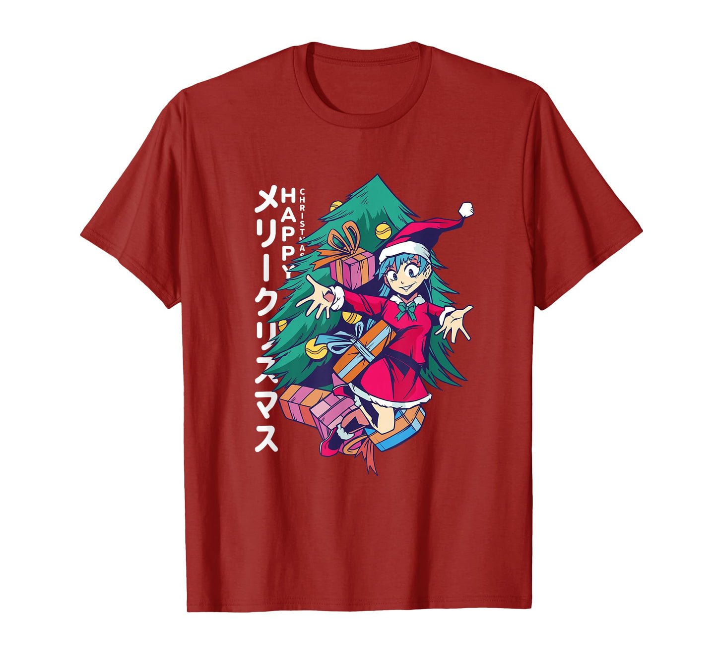 Merry Christmas Anime Girl - Cute Manga Santa T-Shirt
