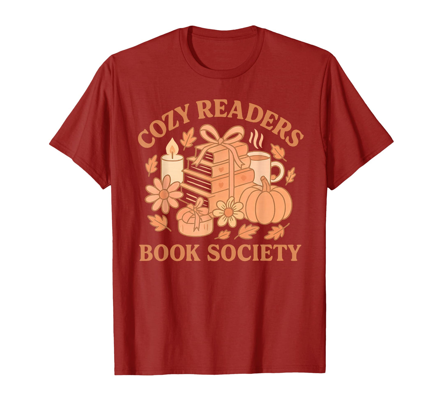Cozy Readers Book Society Pastel Fall Books & Pumpkin T-Shirt