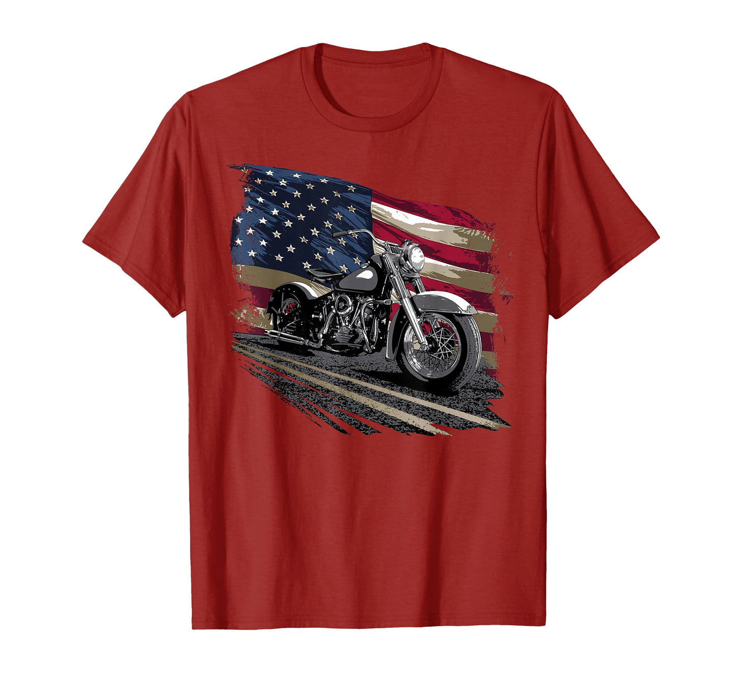 Open Air Road Trip Cruising Black Distressed American Flag Classic Fit T-Shirt