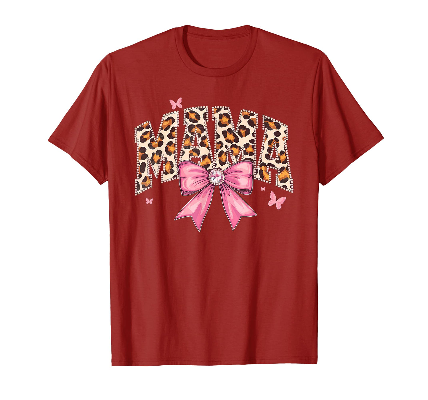 Cute Mama Bow Leopard Floral Family Cool Matching Tees T-Shirt