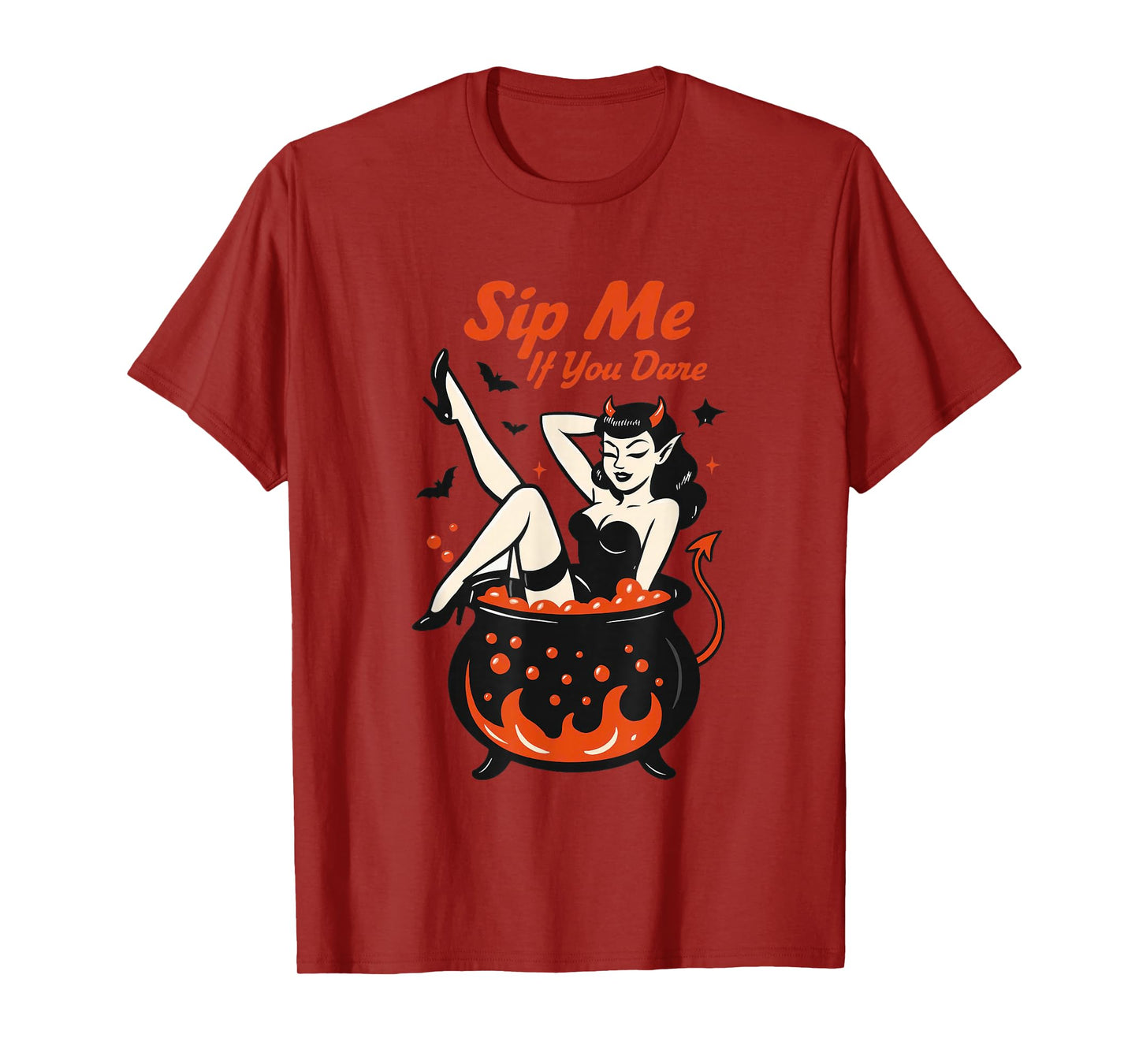 Sip Me If You Dare Retro Witch Design T-Shirt