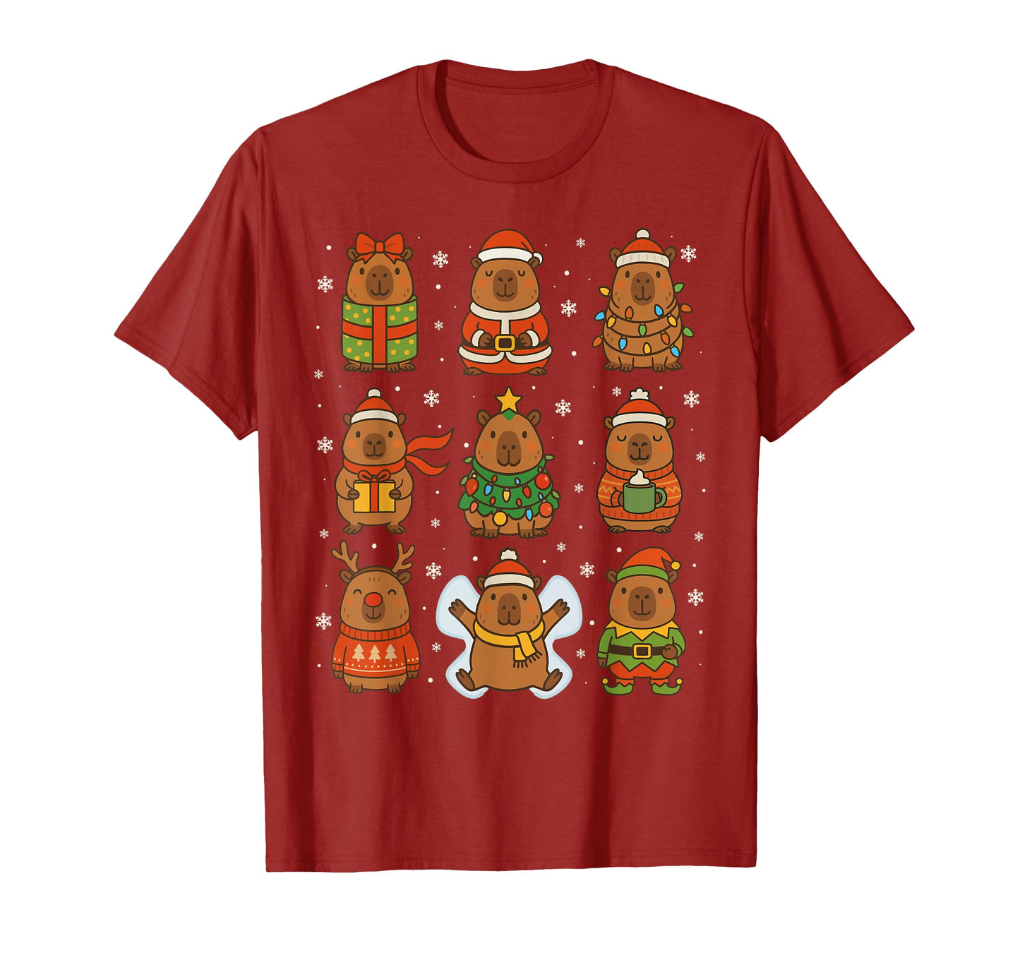 Cute Christmas Capybara Funny Family Xmas Men Women Kids T-Shirt