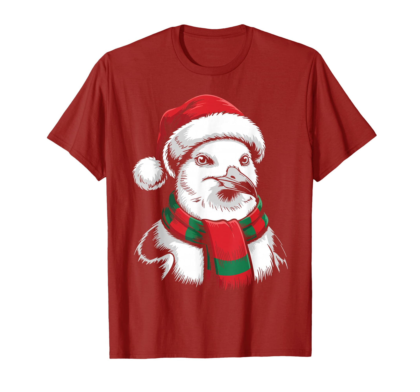 Seagull Xmas Santa Hat Scarf Christmas Costume T-Shirt
