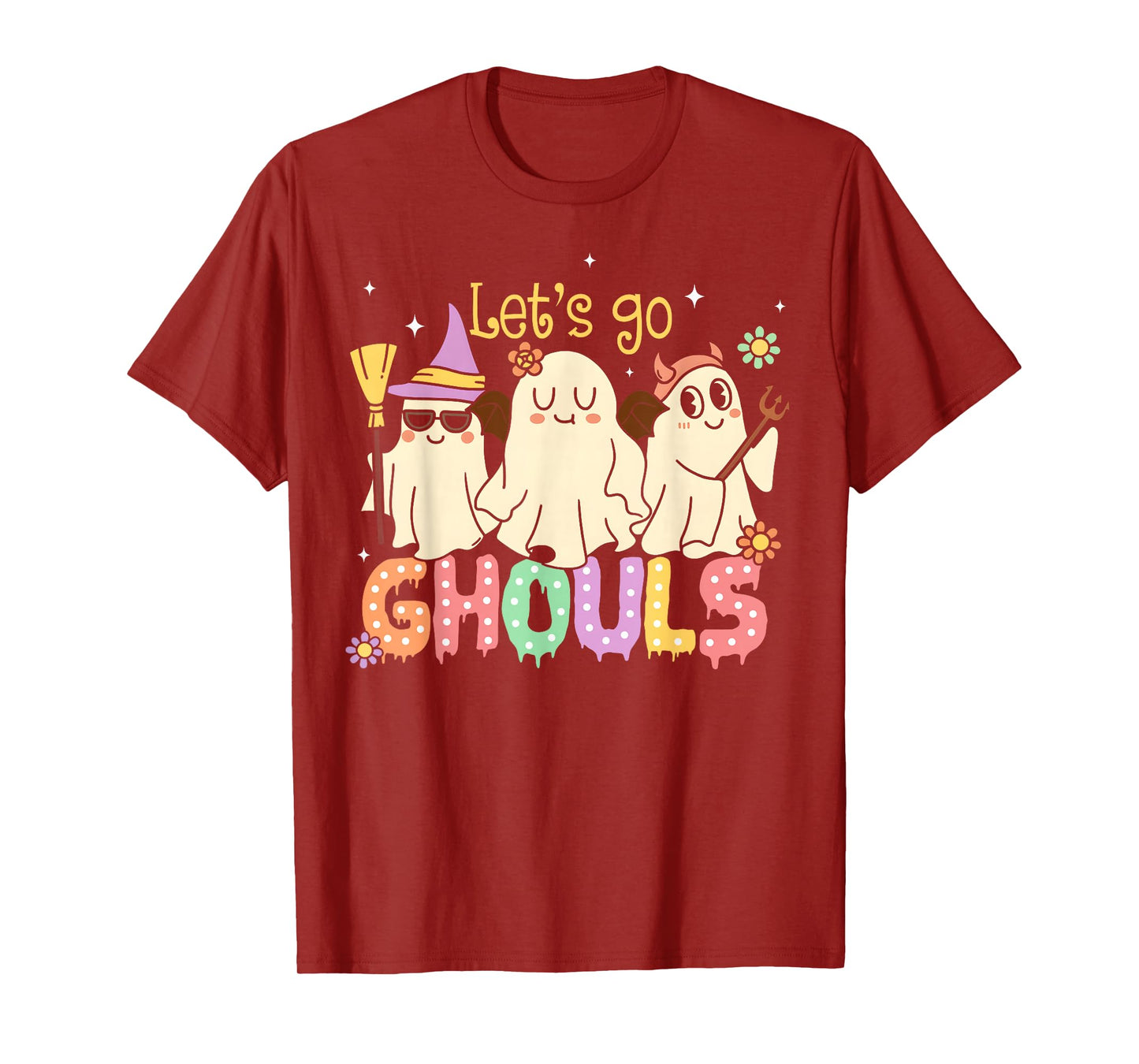 Let's Go Ghouls Halloween Ghost Retro Groovy Outfit Costume T-Shirt