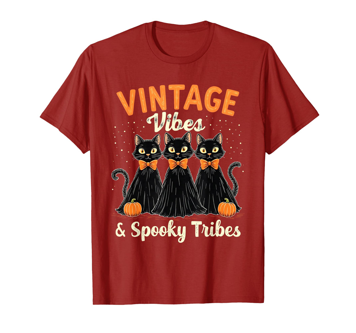 Vintage Black Cats Cute Halloween Spooky Squad Design T-Shirt