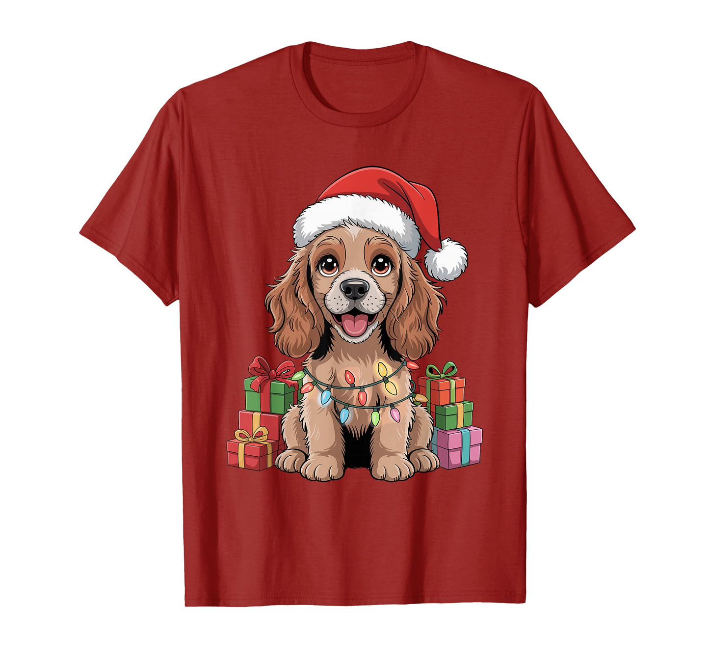 Cocker Spaniel Santa Hat Christmas Xmas Dog Lovers Holiday T-Shirt