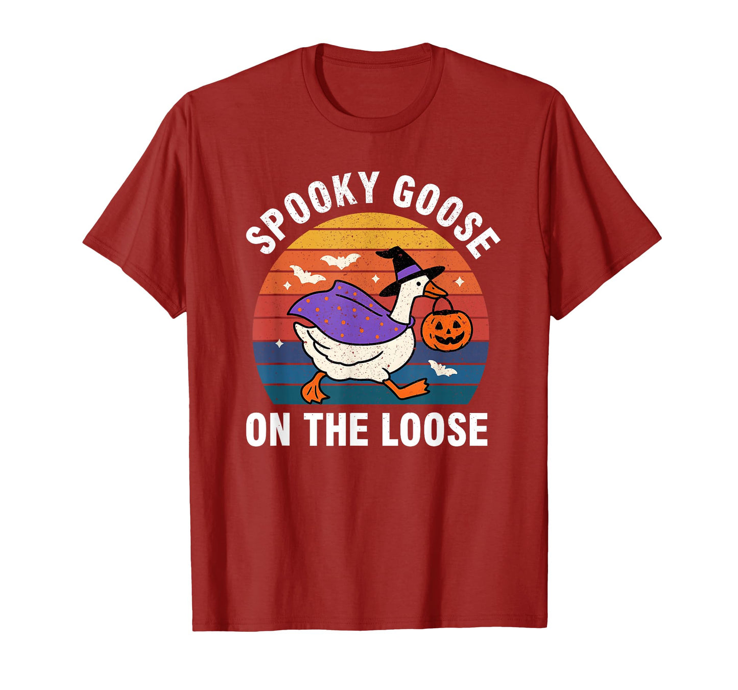 Spooky Goose On The Loose Witch Silly Goose Animal Halloween T-Shirt