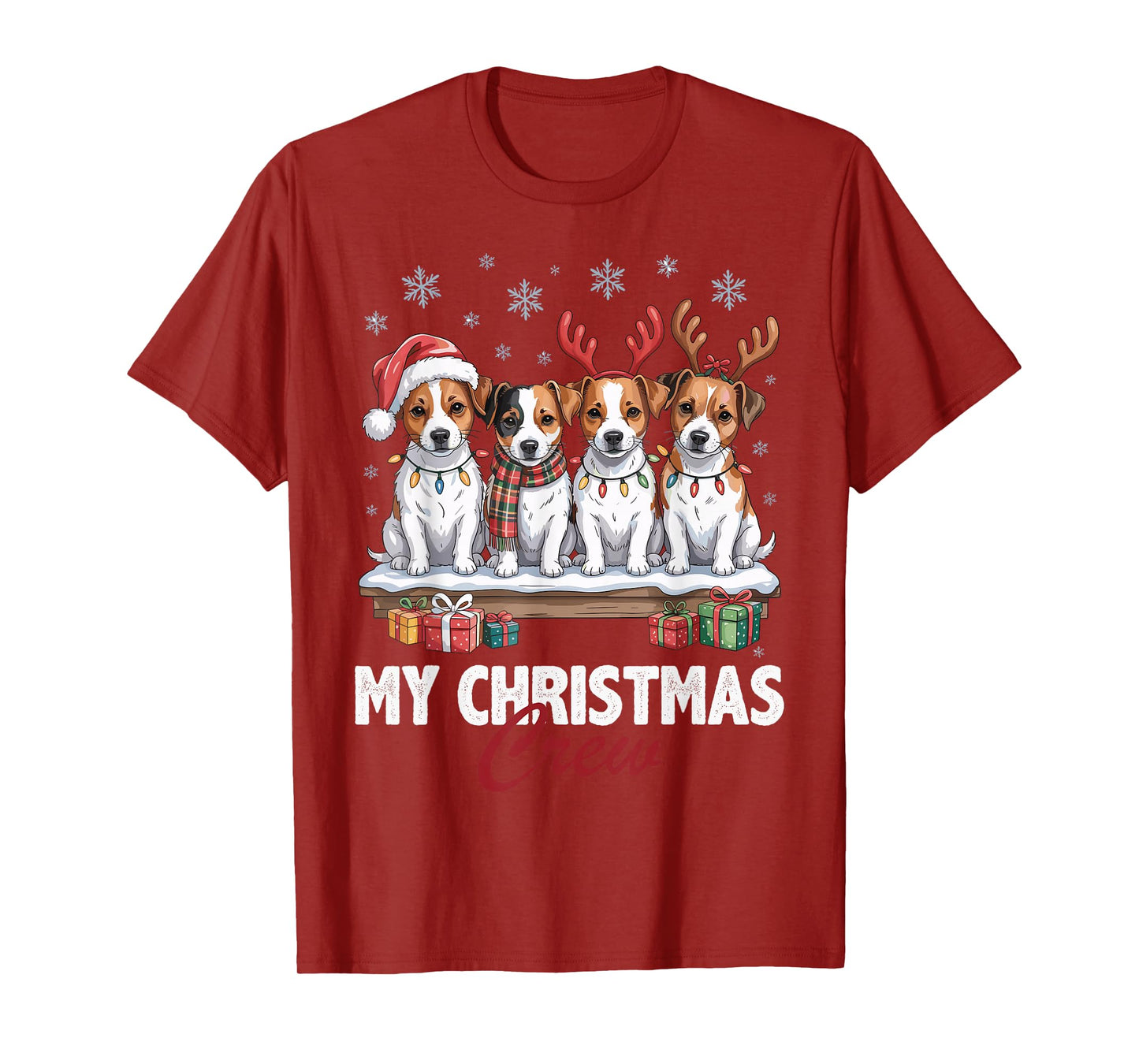 Jack Russell Christmas Crew Funny Dog Lovers Holiday Pajama T-Shirt