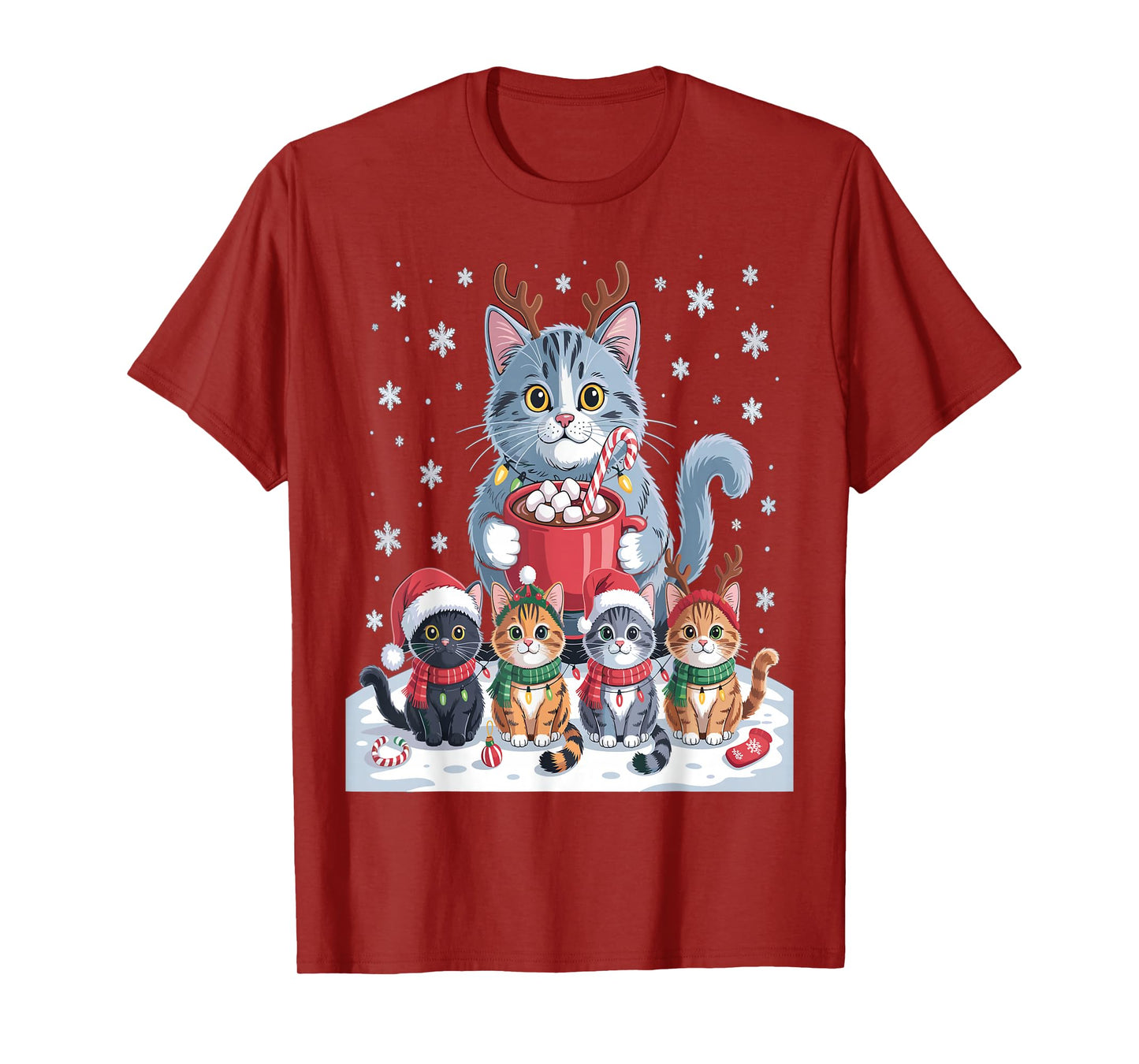 Funny Cat Christmas Shirt Holiday Santa Design T-Shirt