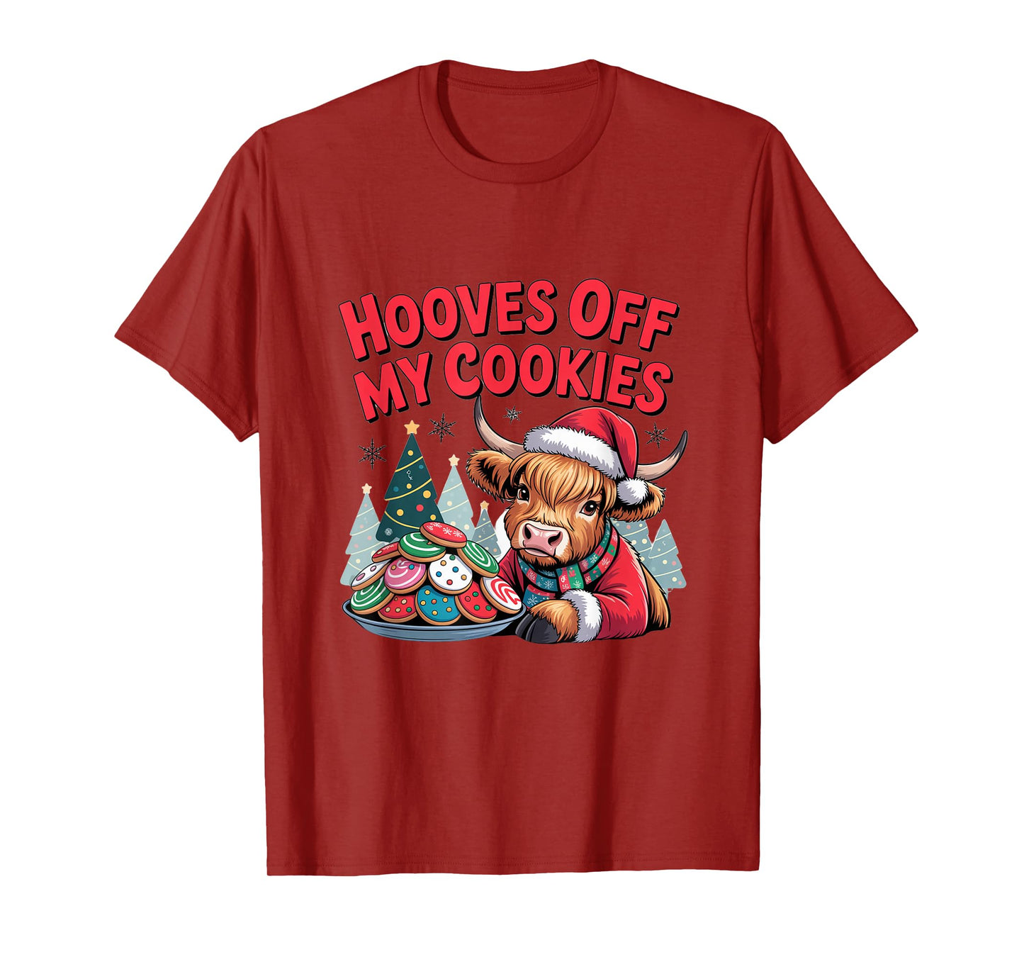 Highland Cow Funny Christmas Cute Cows Lover Santa Humor T-Shirt
